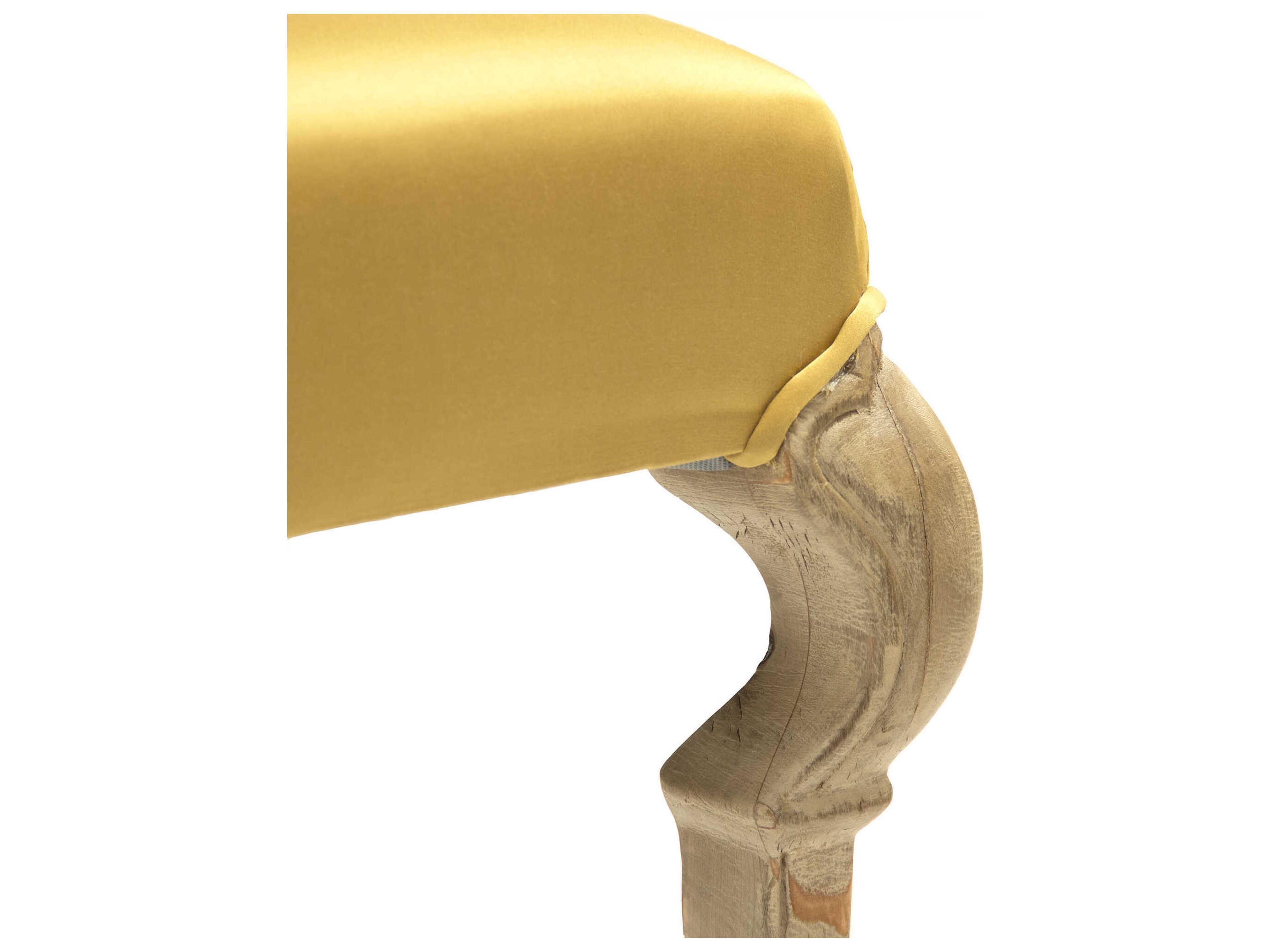 Zentique Chane Birch Wood Yellow Upholstered Armless Dining Chair