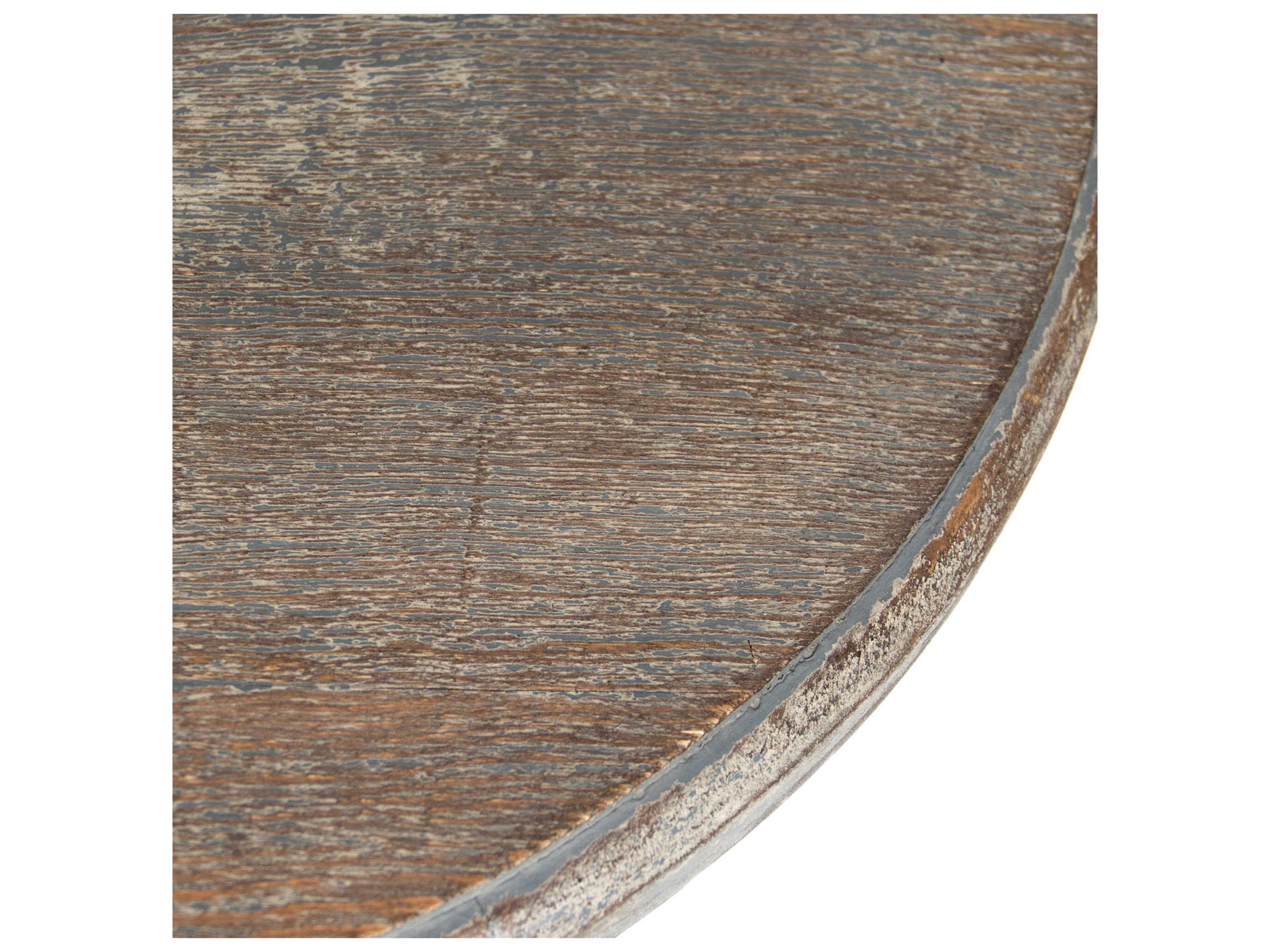 Zentique Fabiola Round Wood Distressed Grey Brown End Table