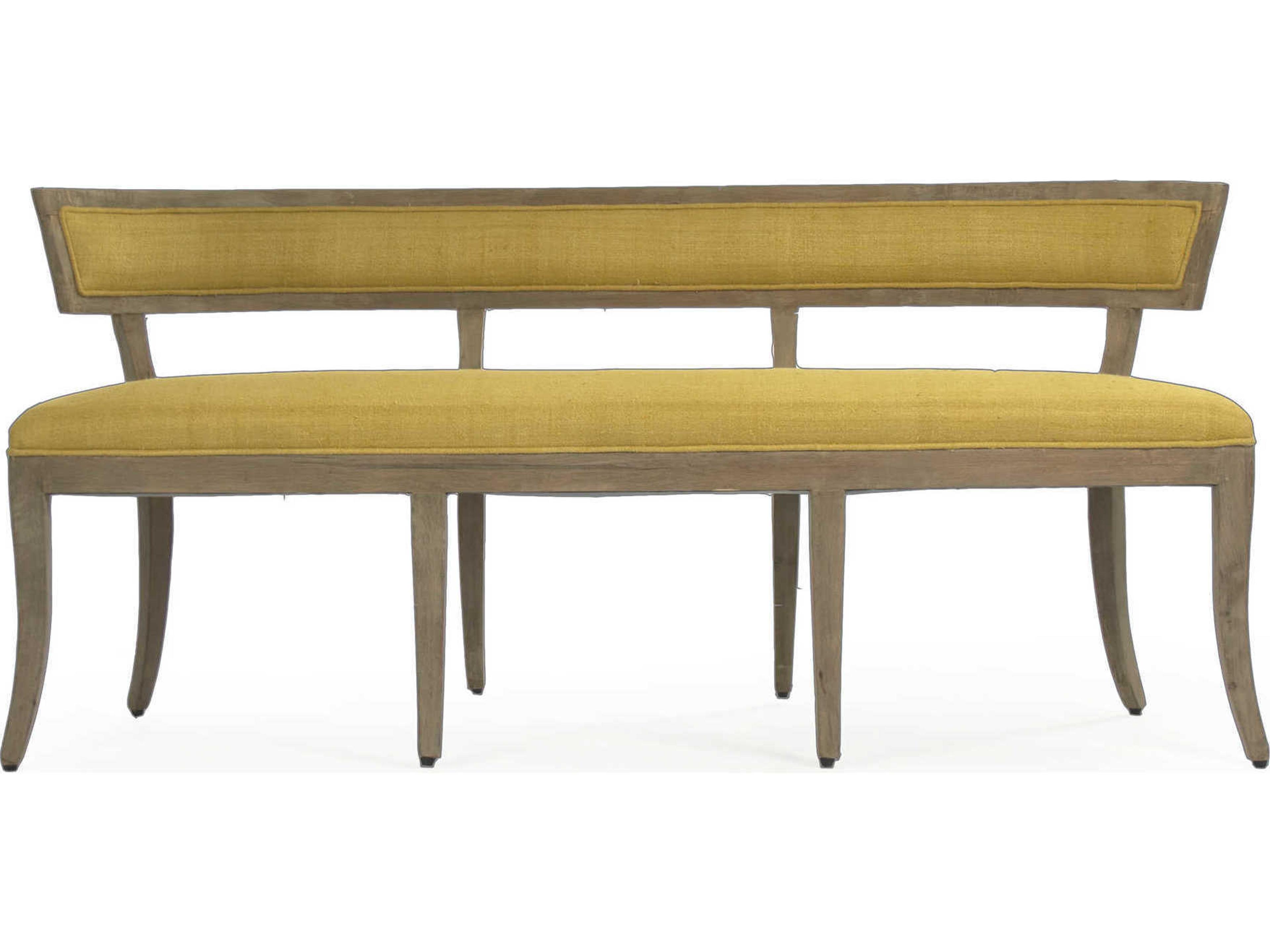 Zentique Yellow Raw Silk Upholstered Accent Bench