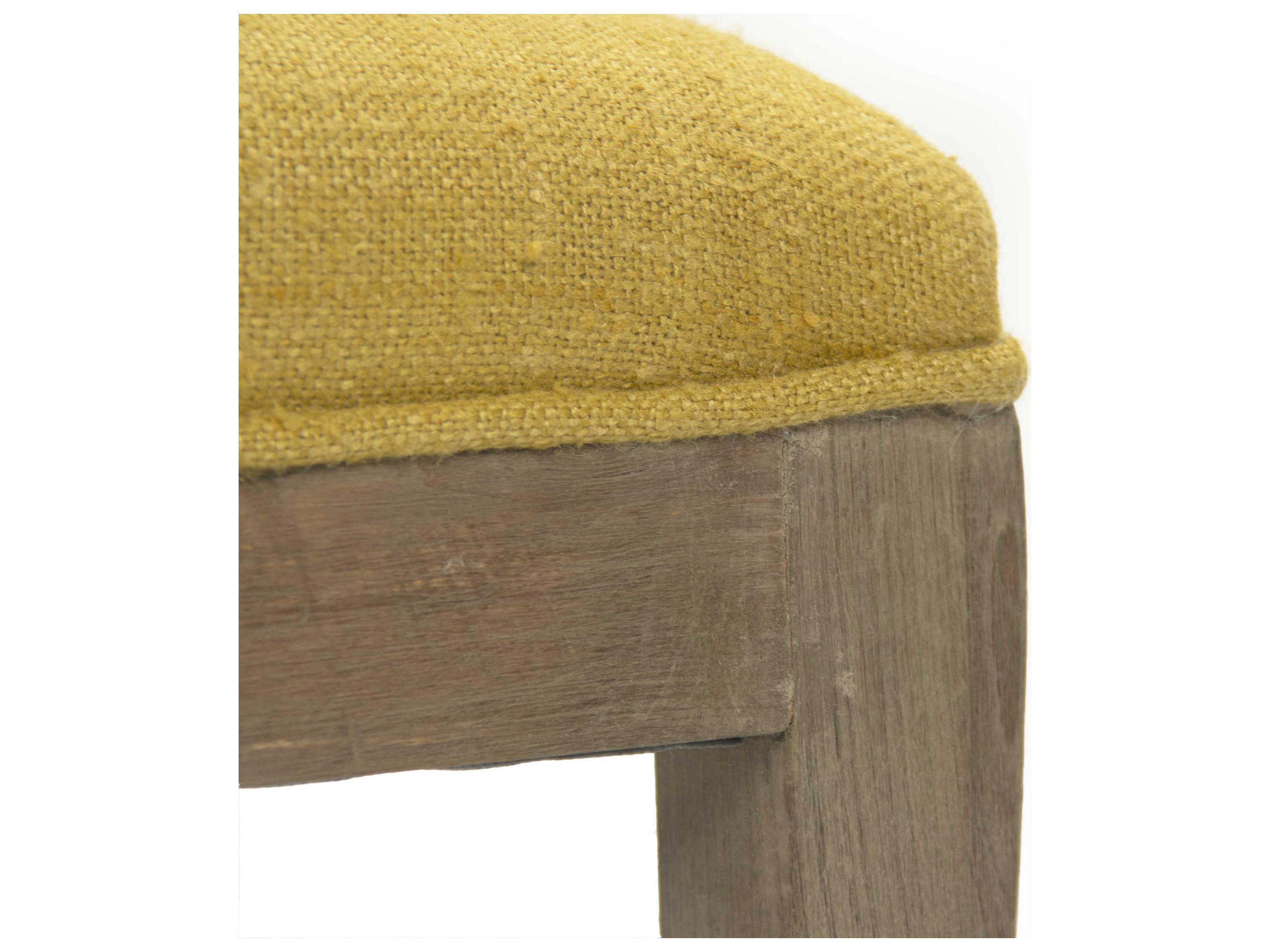 Zentique Yellow Raw Silk Upholstered Accent Bench