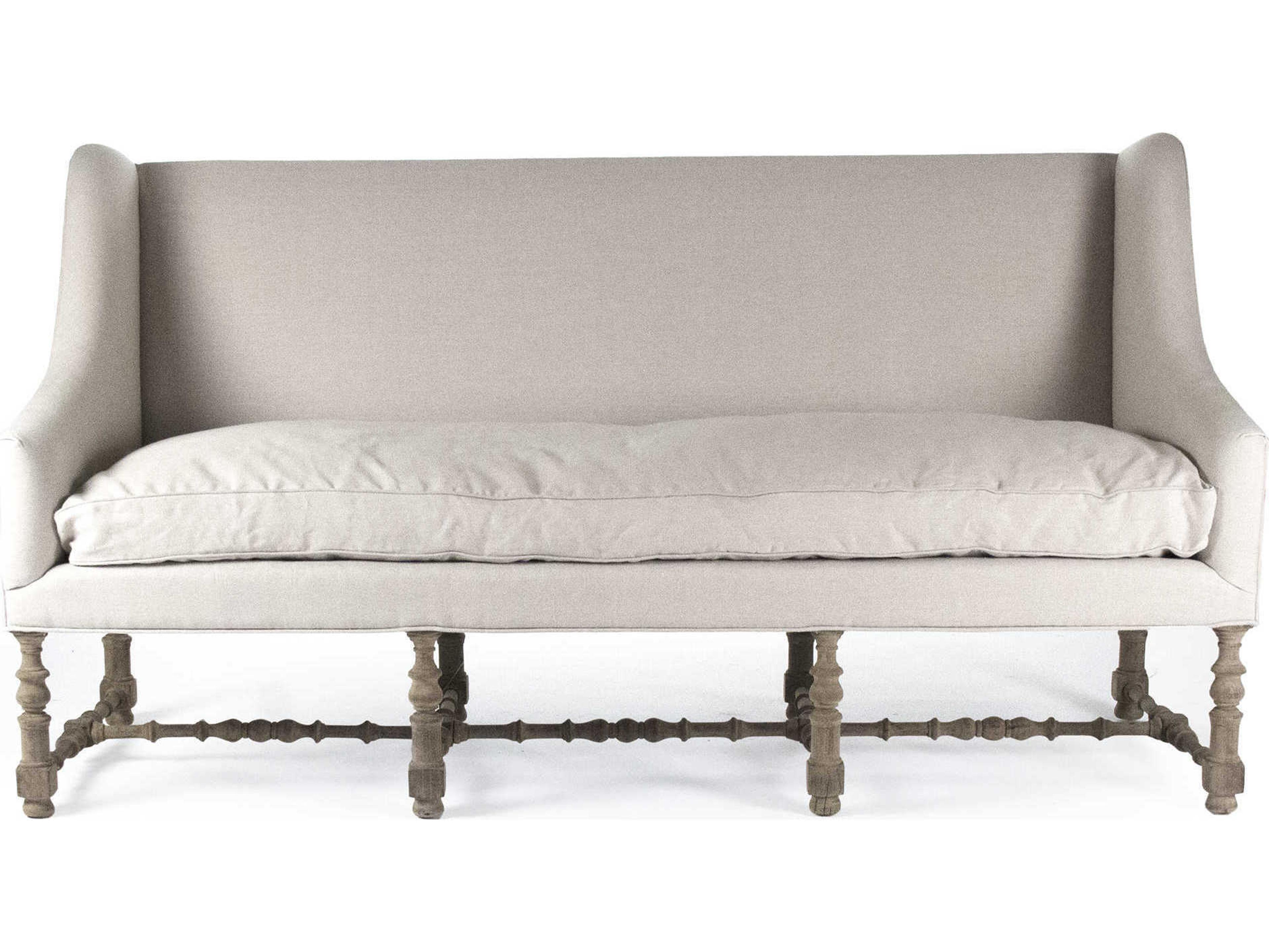 Zentique Linen Gray Upholstered Accent Bench