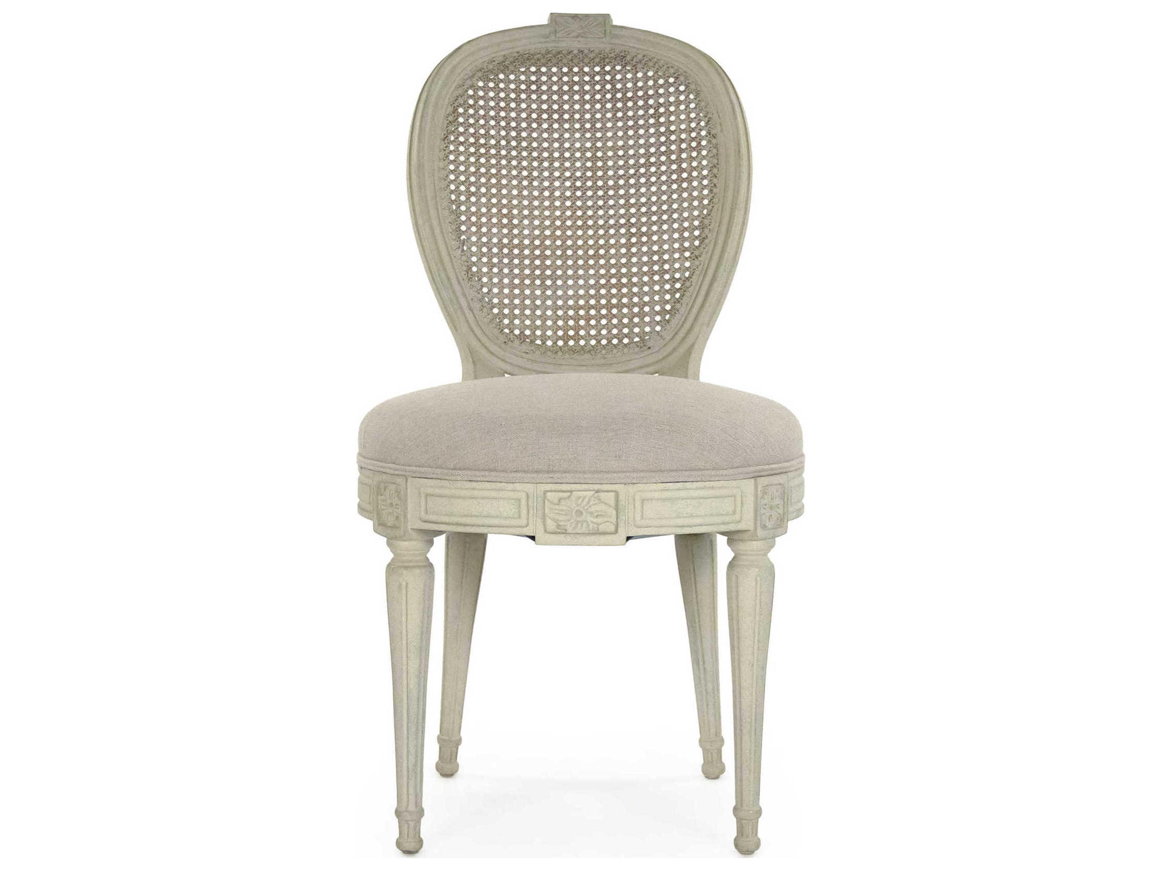 Zentique Birch Wood Beige Upholstered Side Dining Chair
