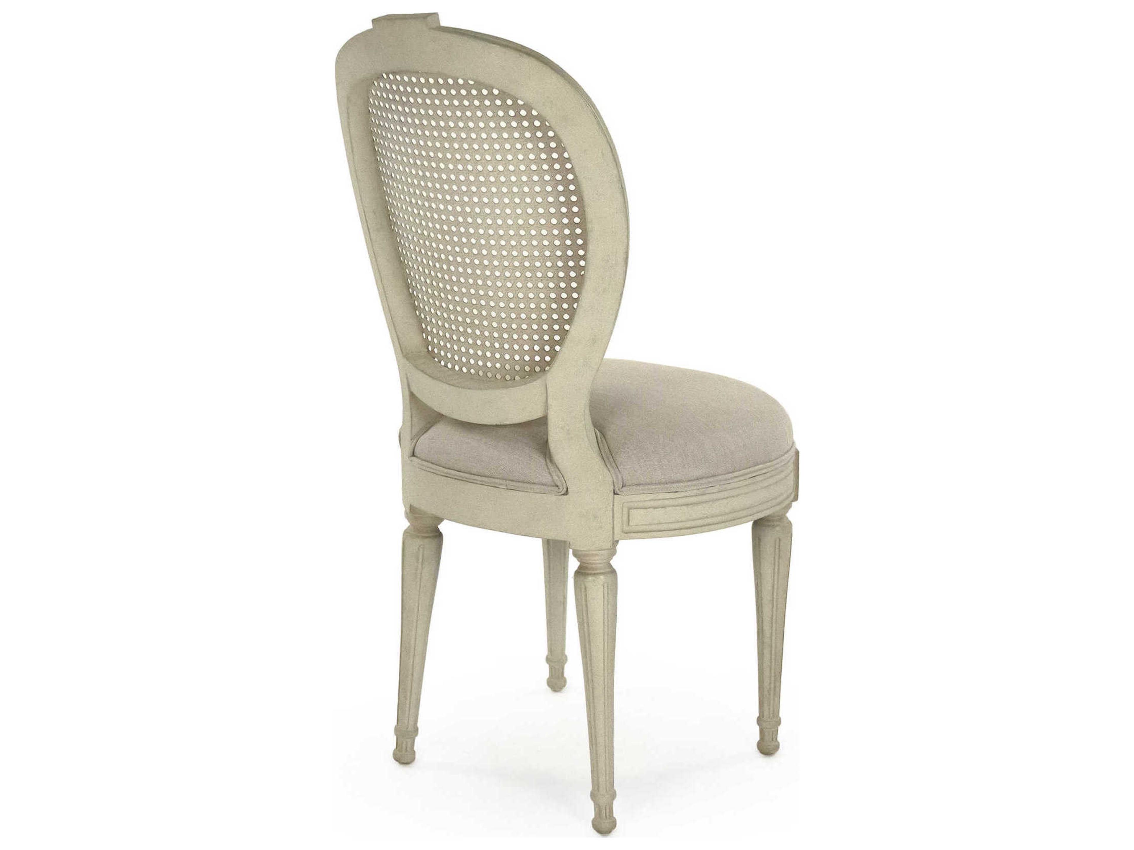 Zentique Birch Wood Beige Upholstered Side Dining Chair