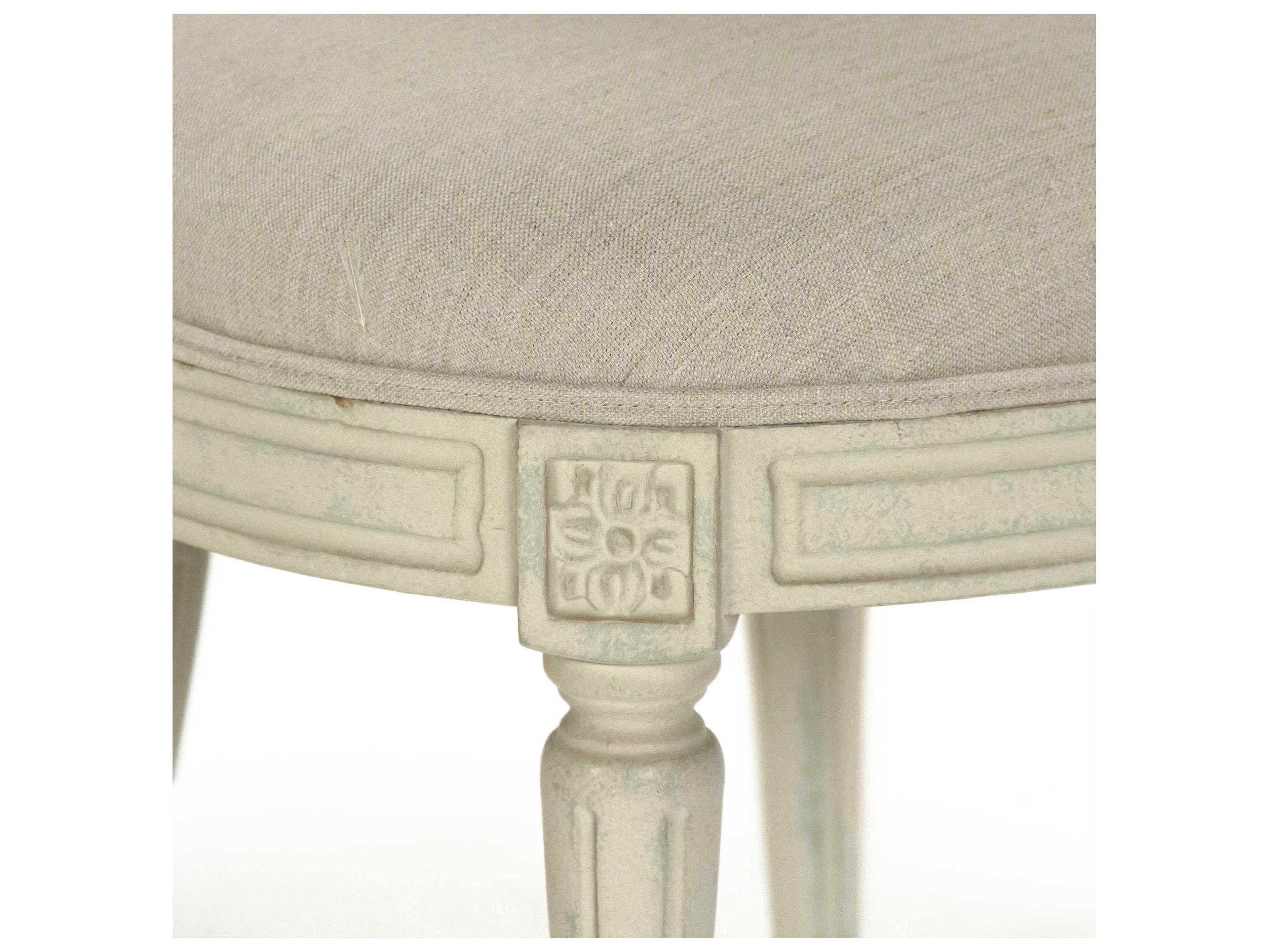 Zentique Birch Wood Beige Upholstered Side Dining Chair