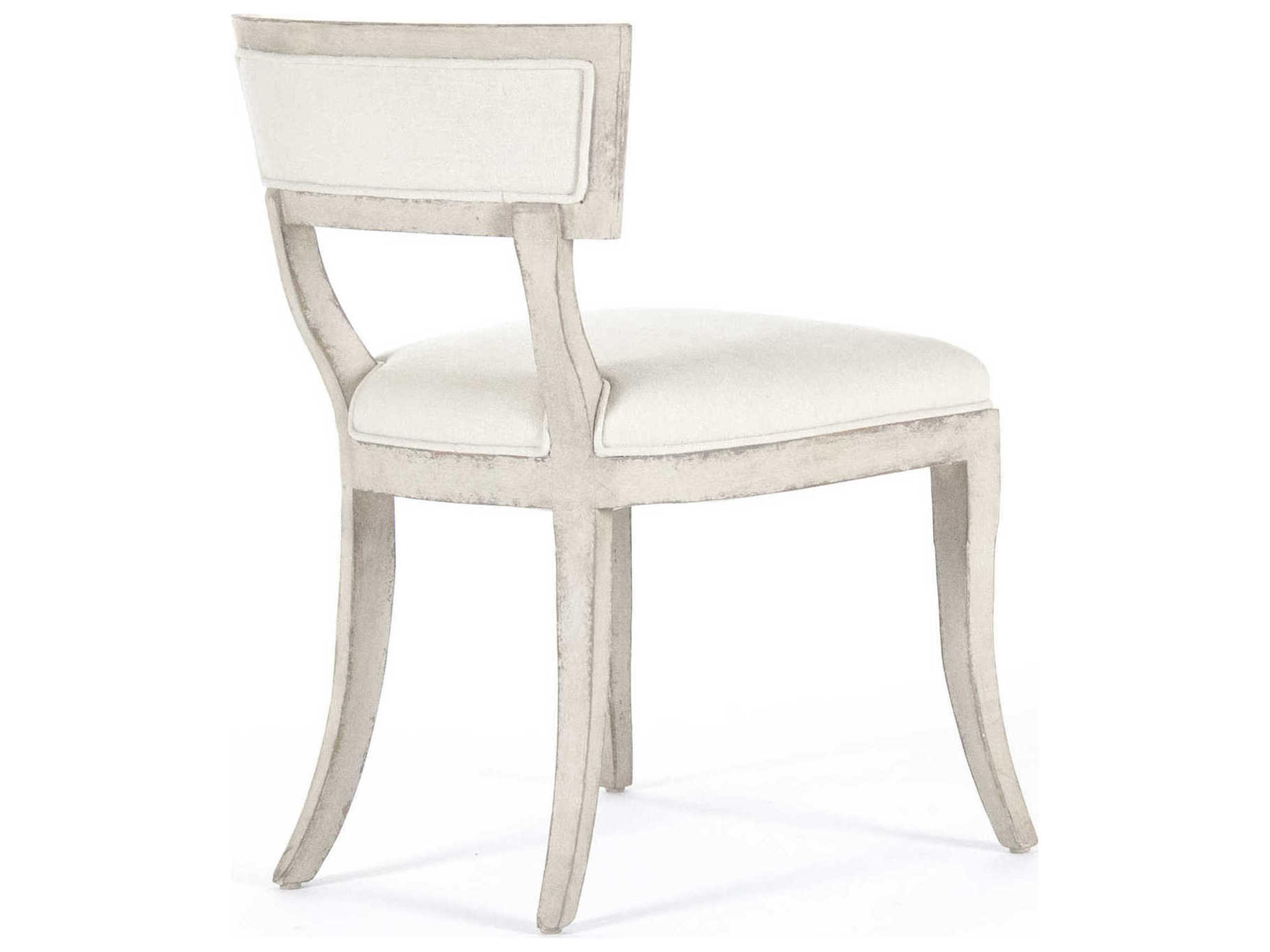 Zentique Birch Wood White Upholstered Side Dining Chair