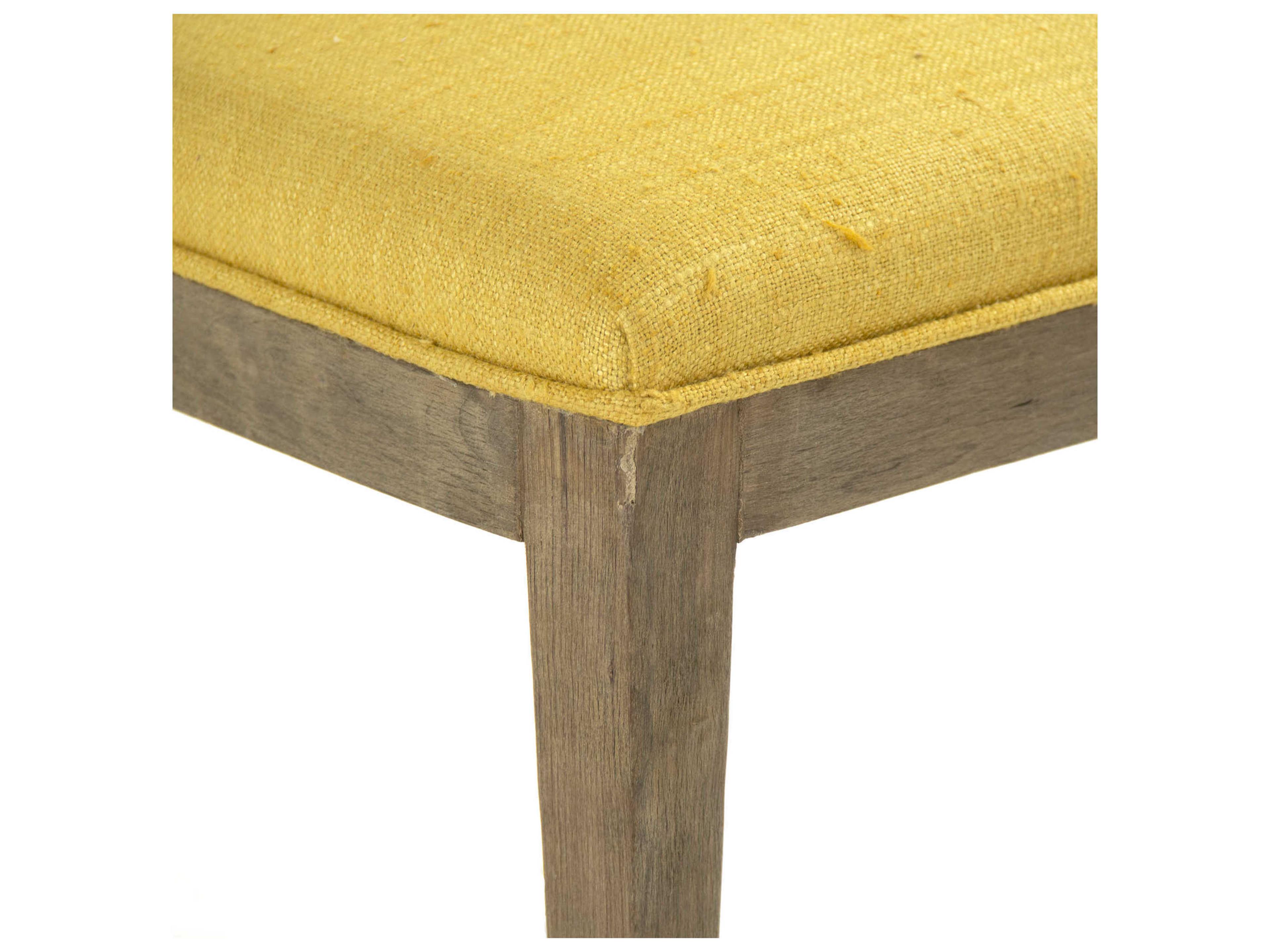 Zentique Birch Wood Yellow Upholstered Side Dining Chair