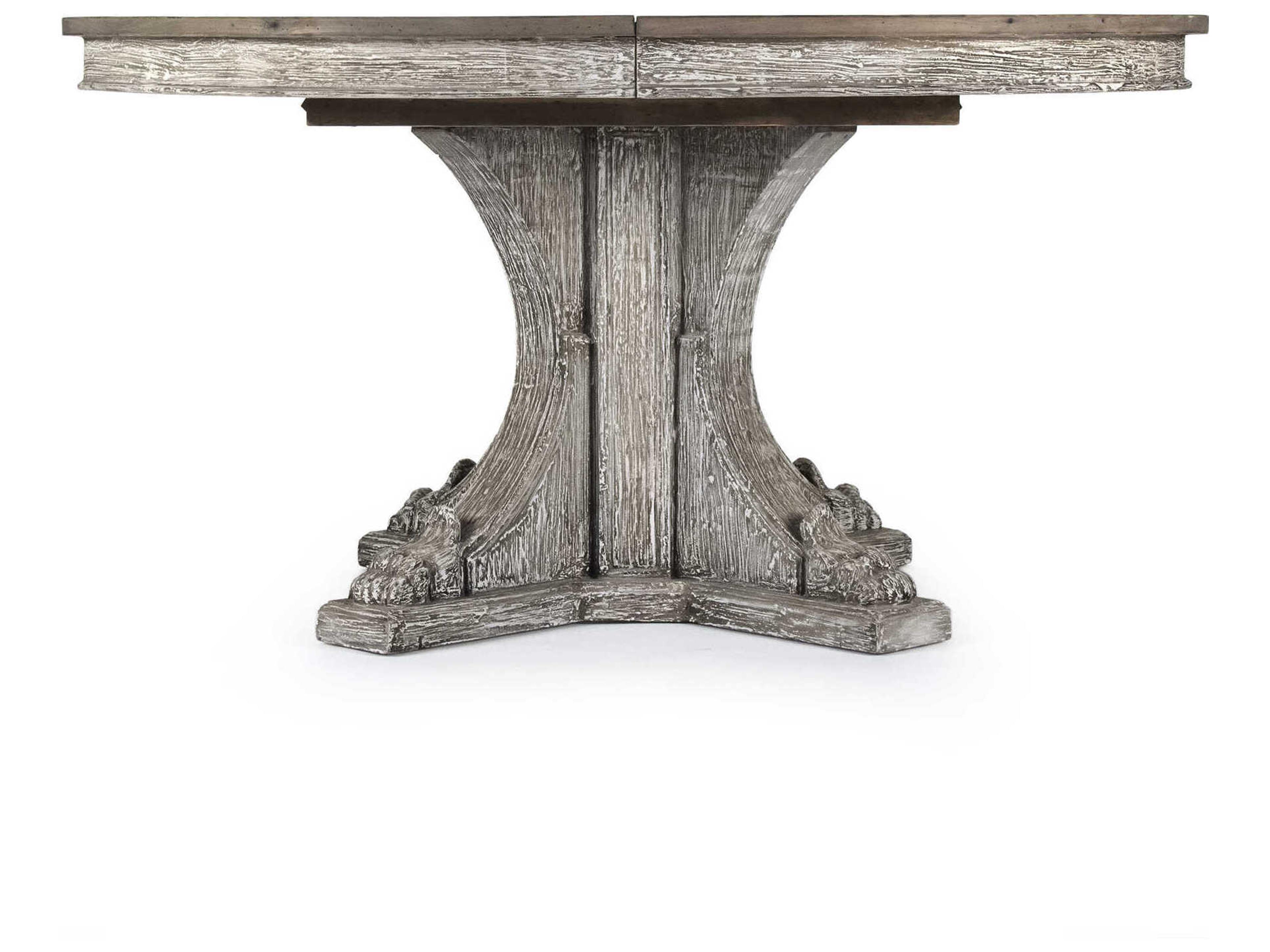 Zentique Terrell Round Wood Weathered Top Dining Table