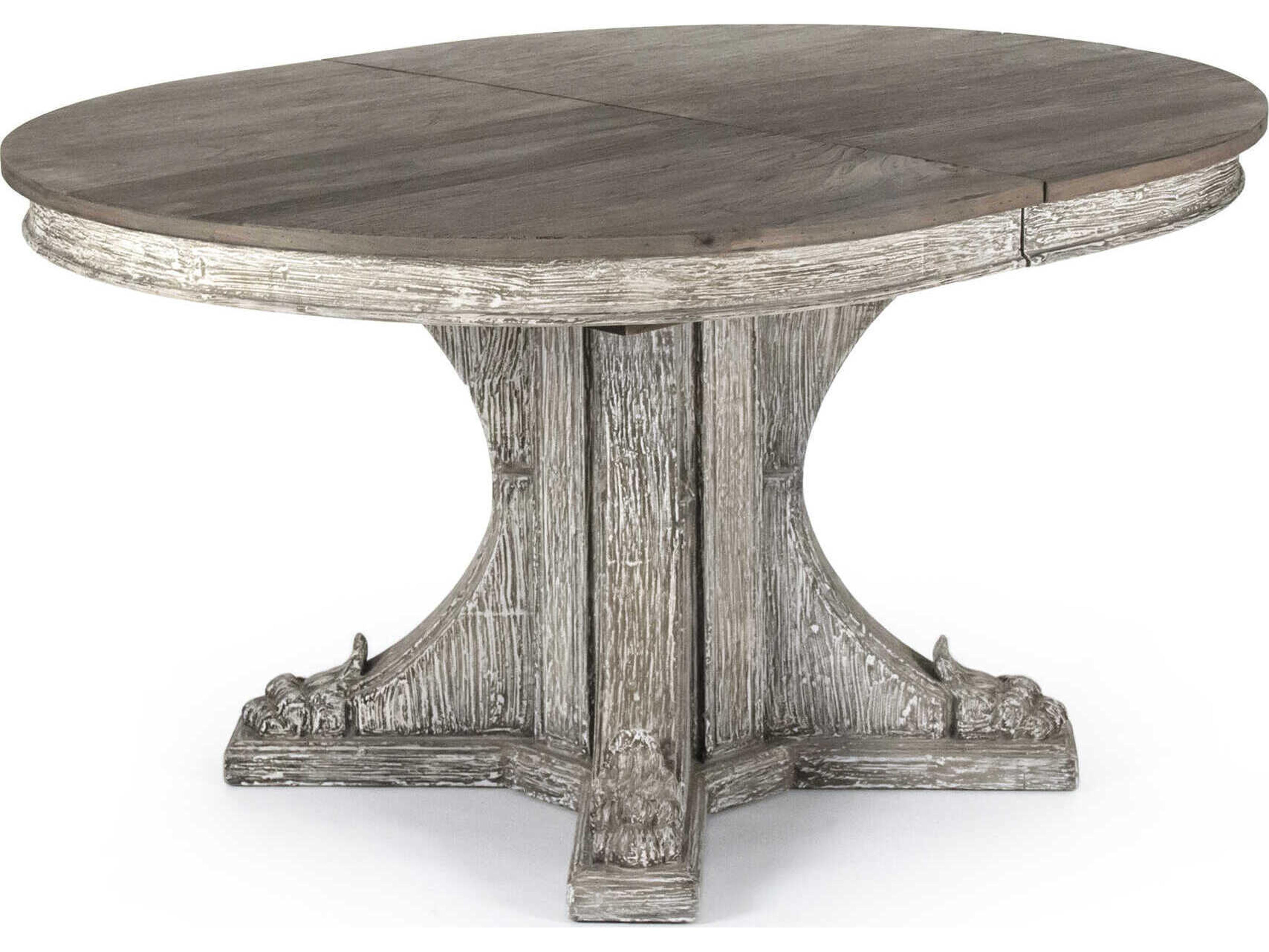 Terrell Round Wood Weathered Top Dining Table