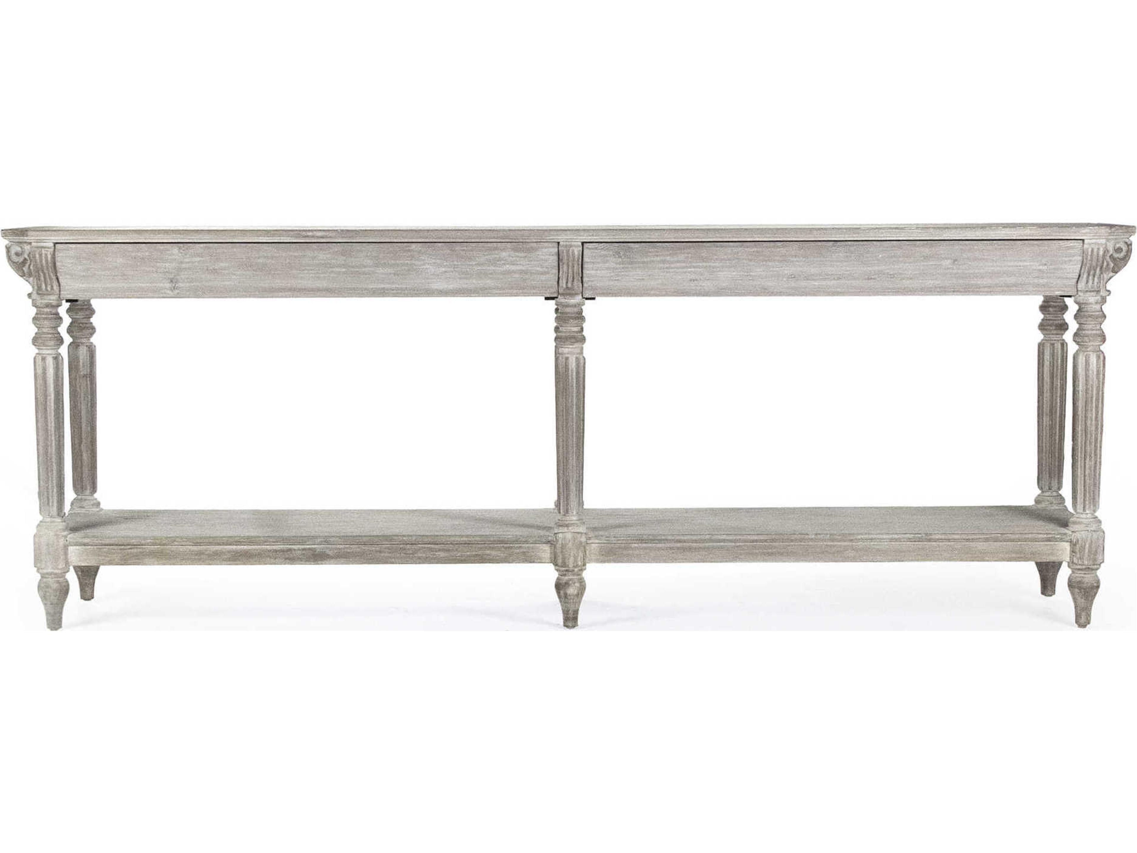 Zentique Rectangular Wood White Washed Console Table