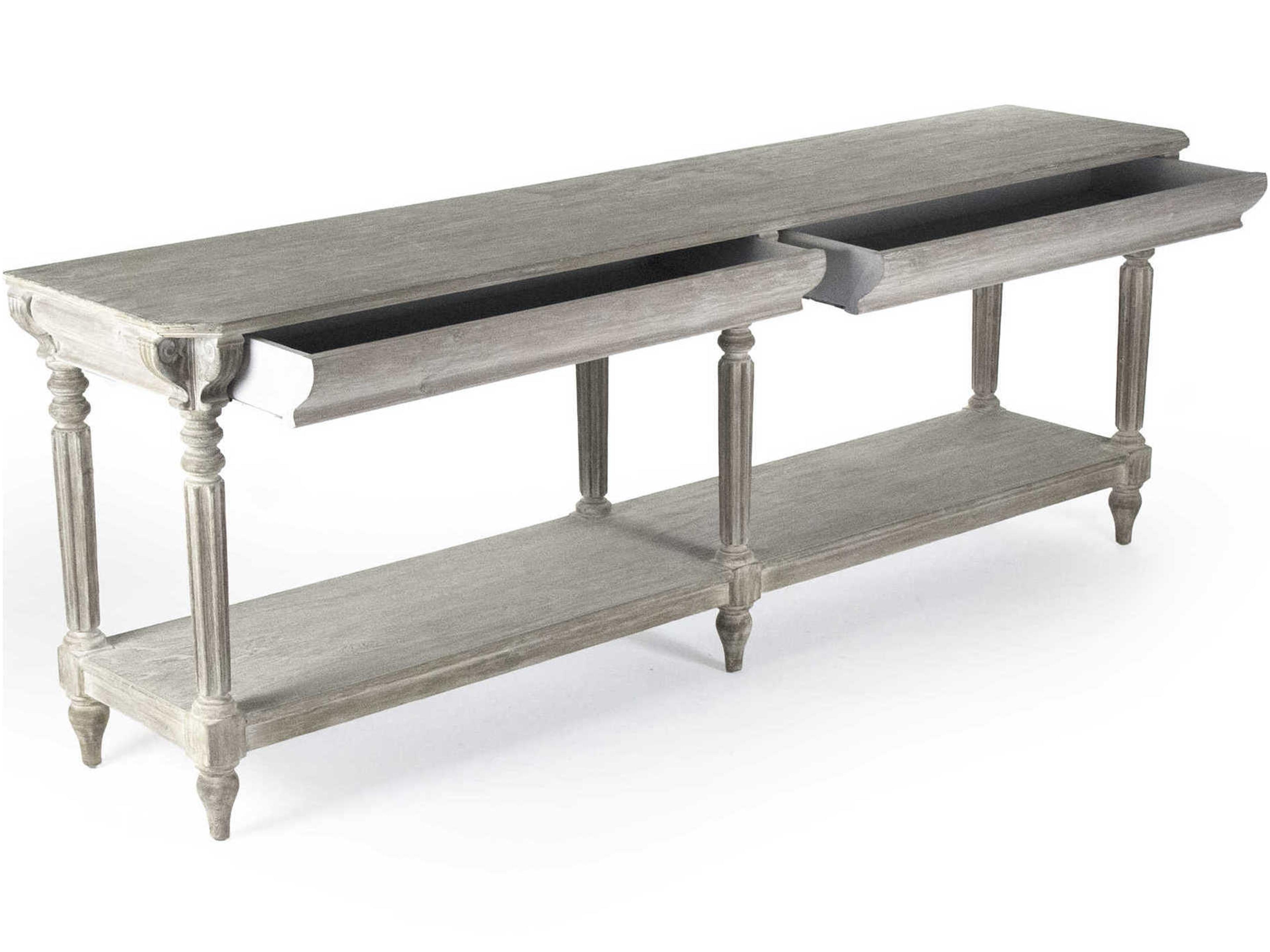 Zentique Rectangular Wood White Washed Console Table