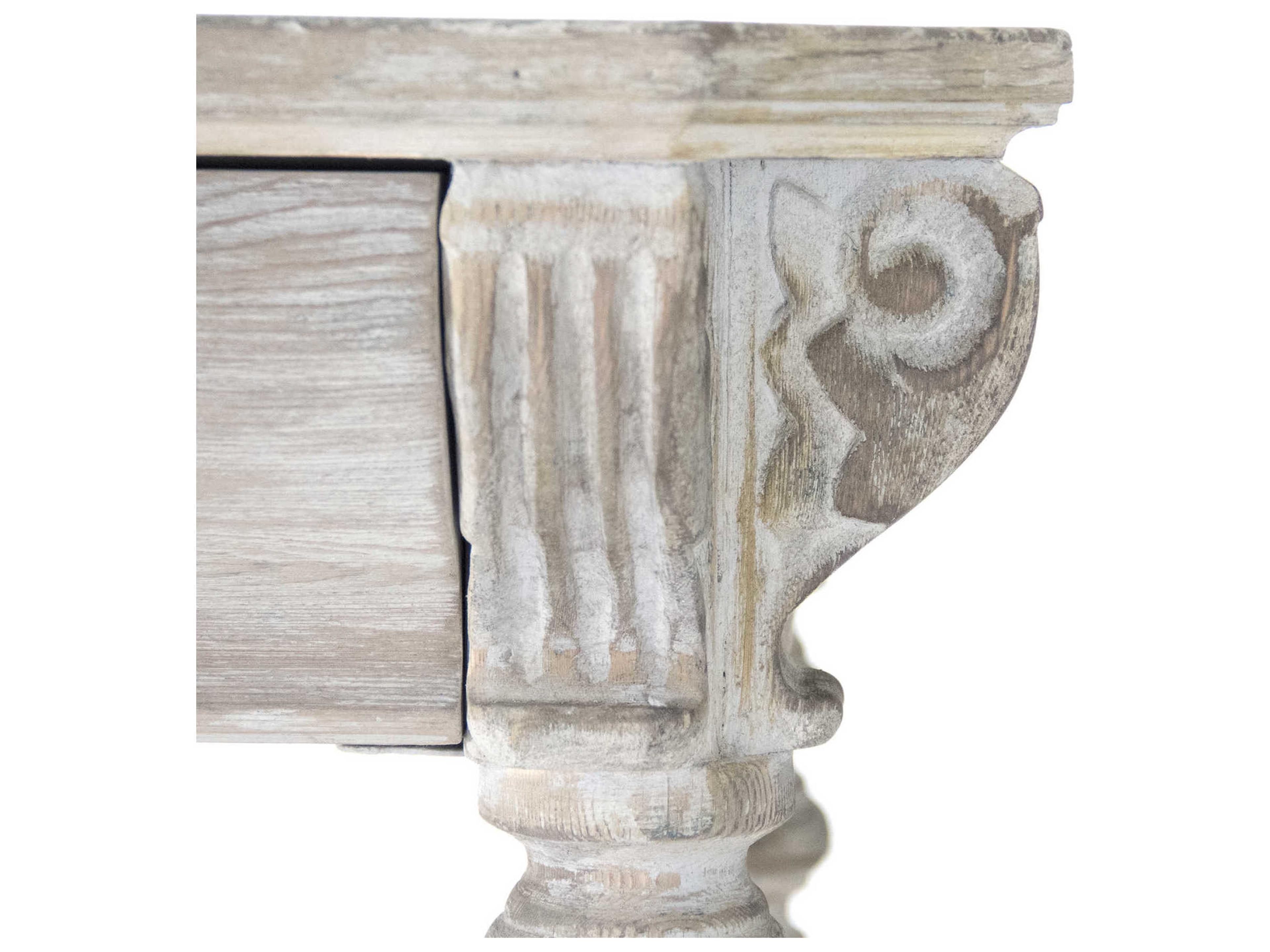 Zentique Rectangular Wood White Washed Console Table