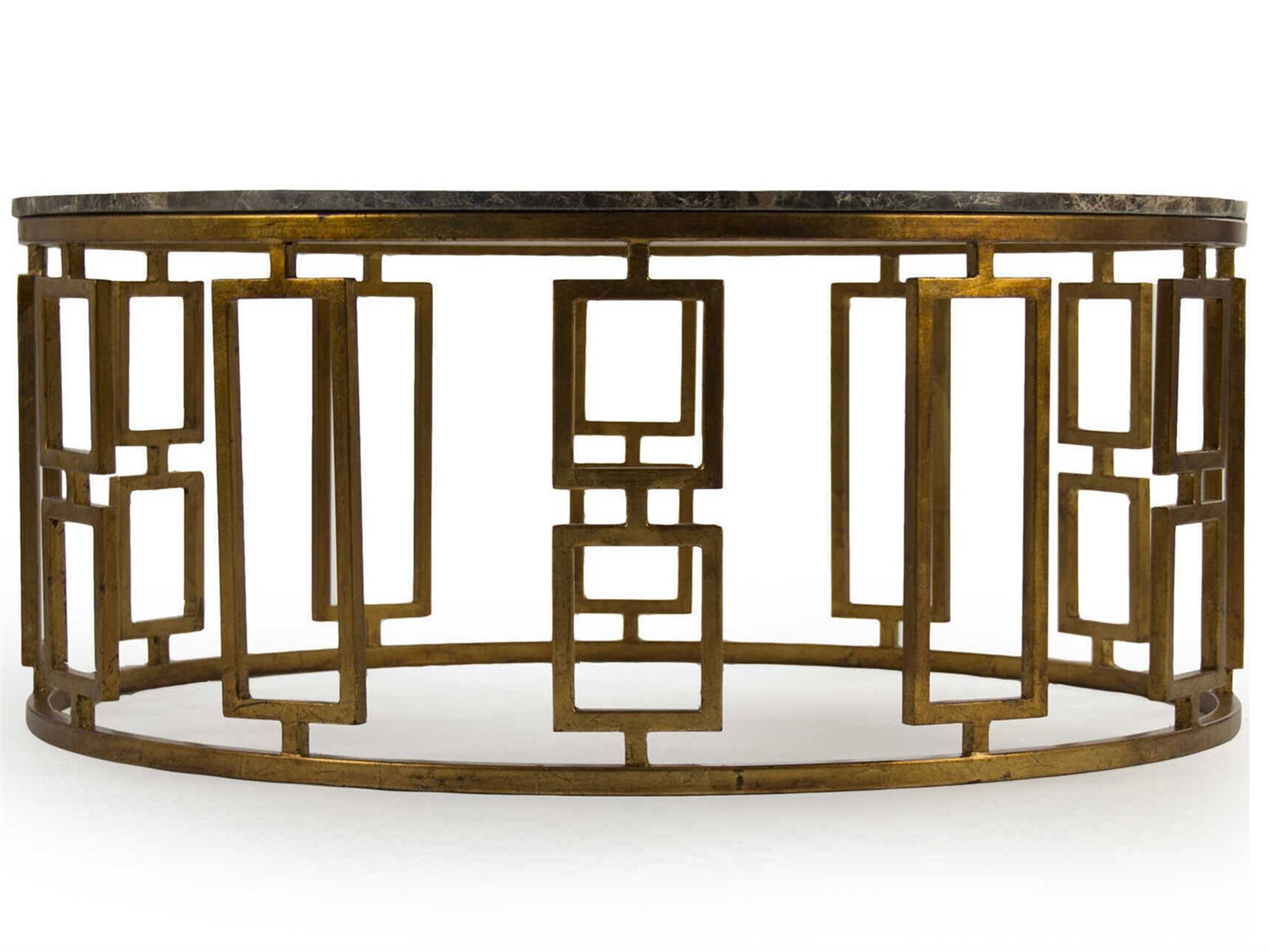 Zentique Adelise Round Brown Marble Coffee Table