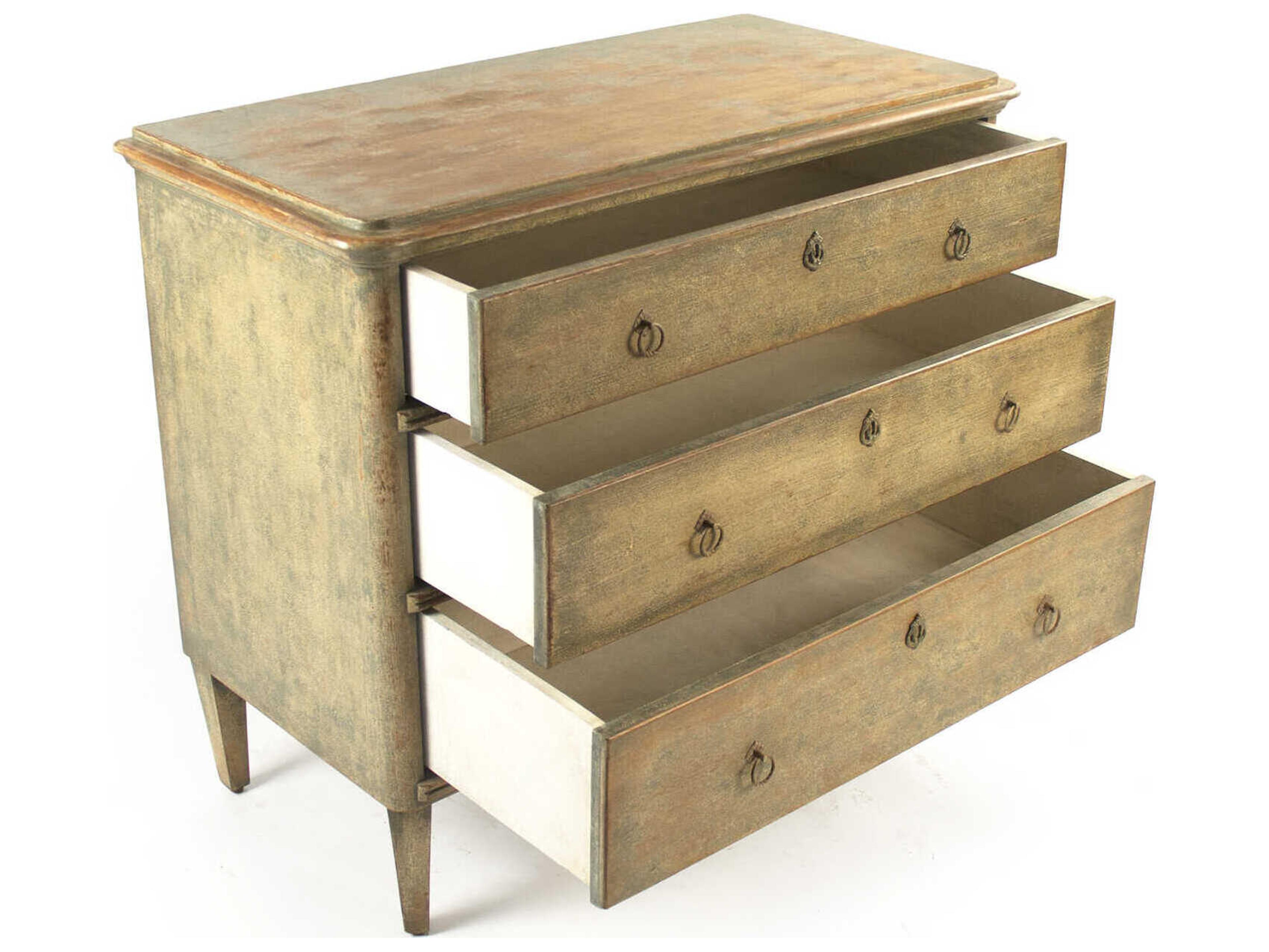 Zentique Dilan 3-Drawers Brown Birch Wood Dresser