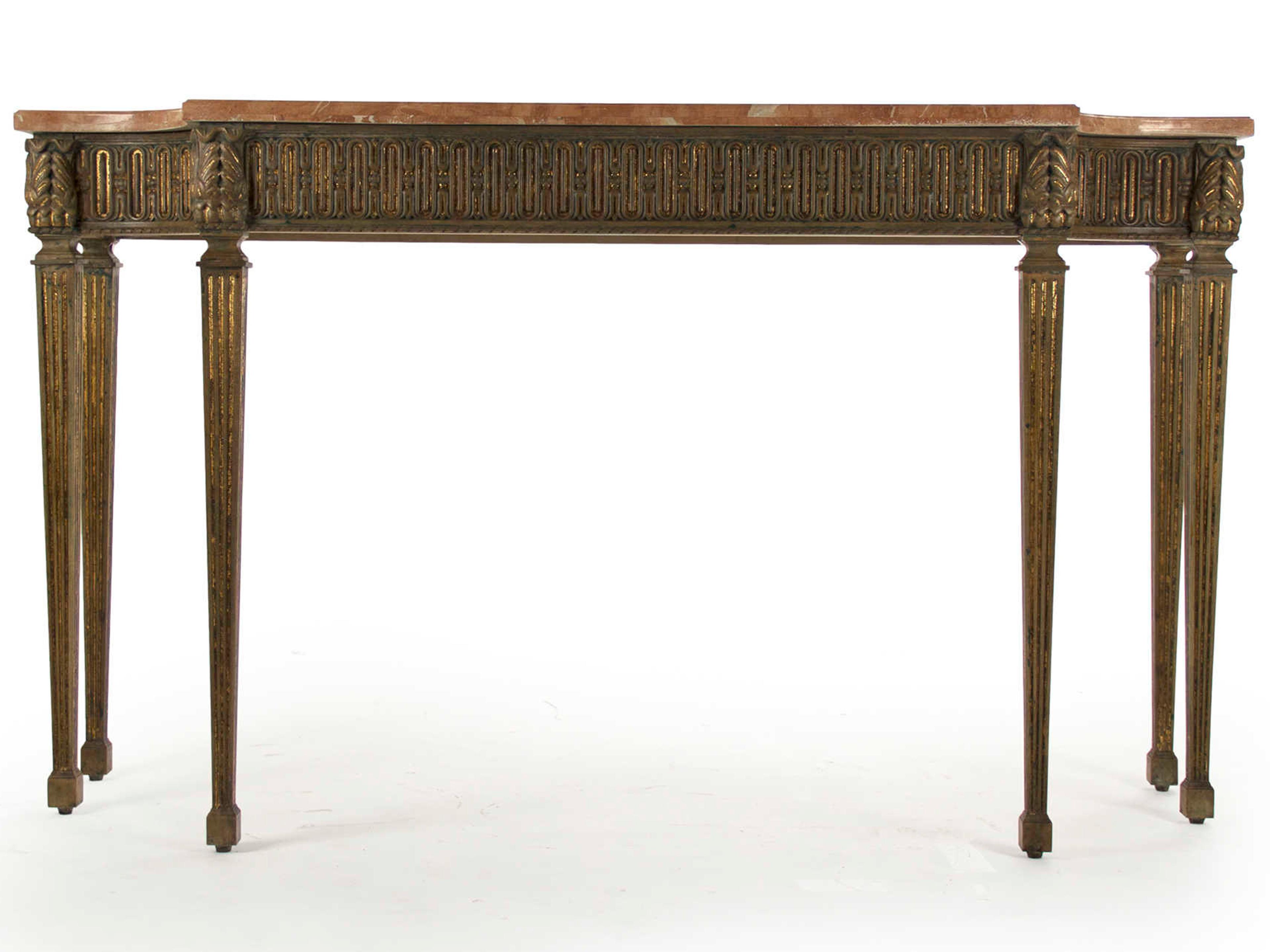 Zentique Demilune Marble Distressed Copper Console Table