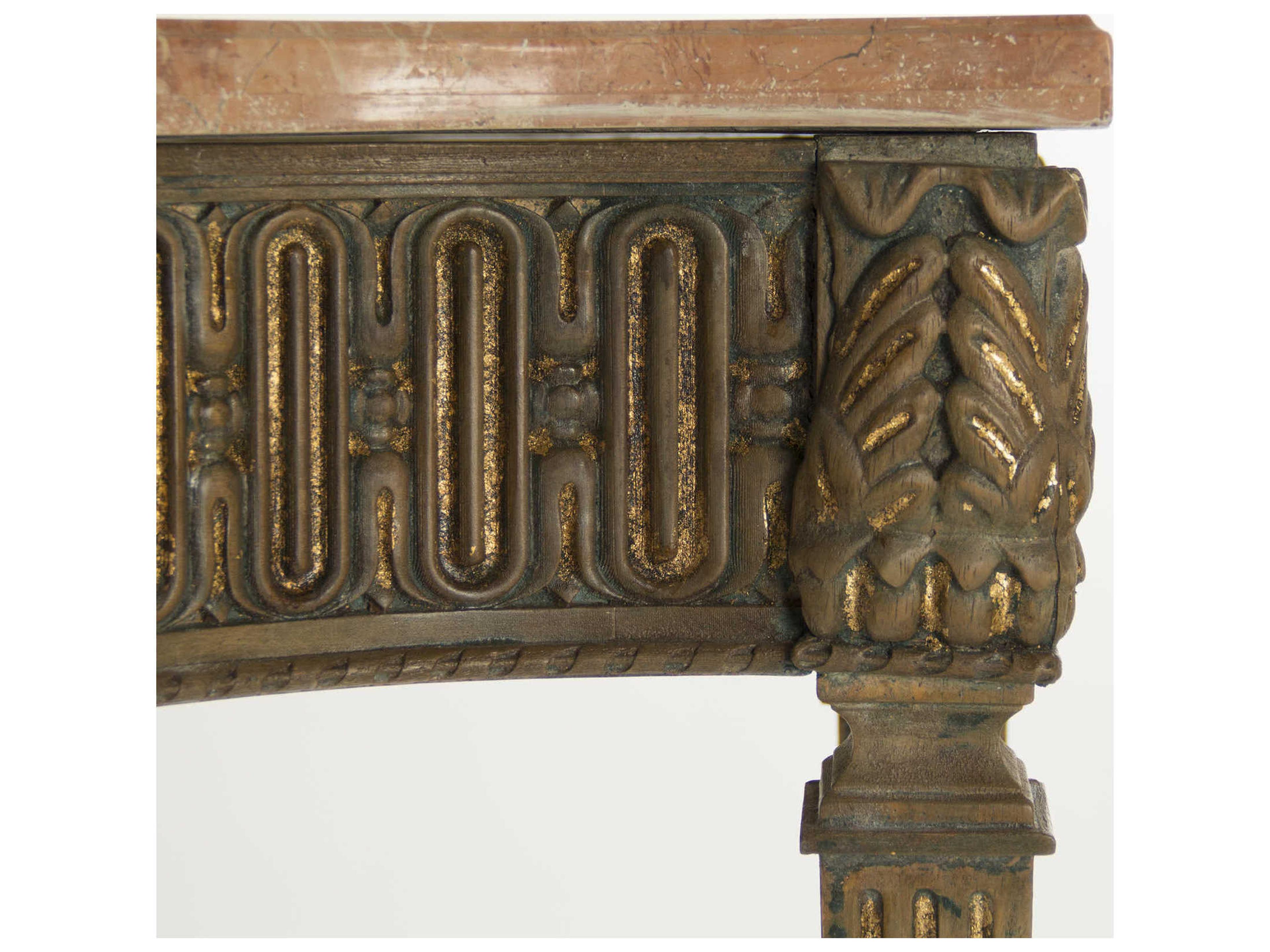 Zentique Demilune Marble Distressed Copper Console Table
