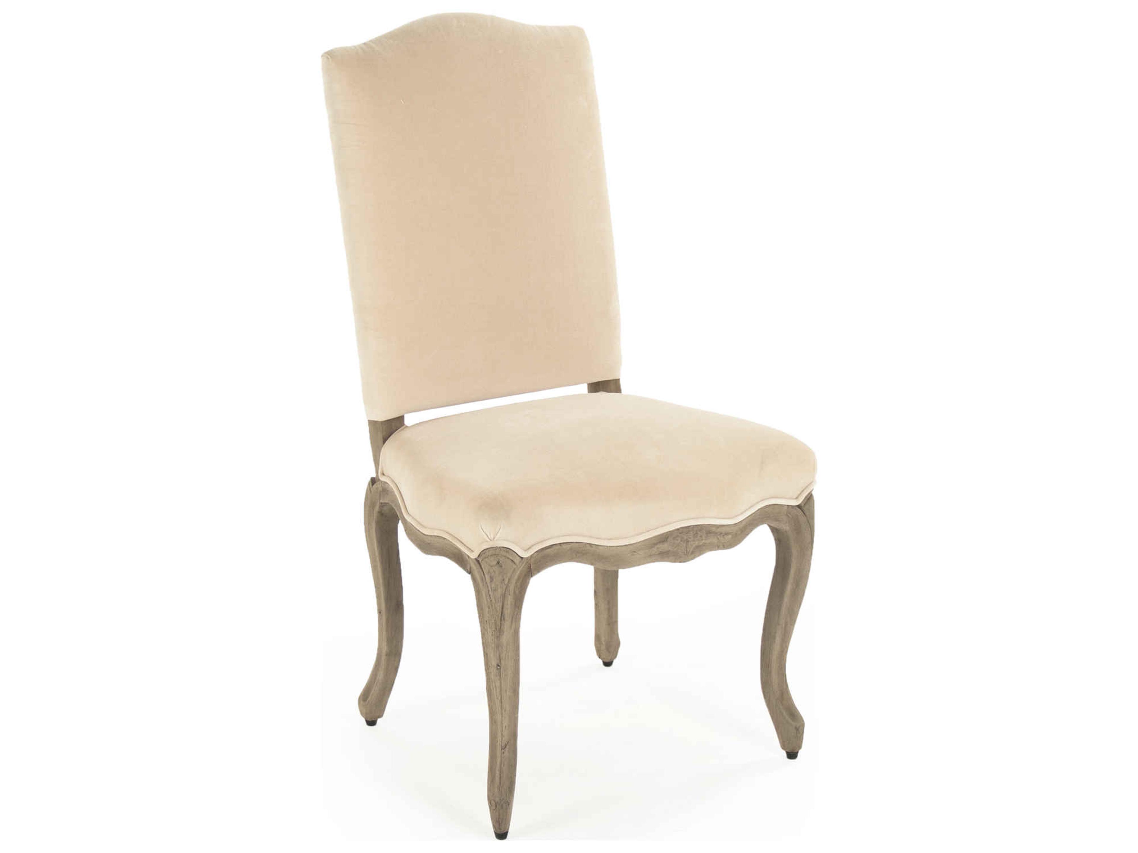 Zentique Cathy Birch Wood Beige Upholstered Armless Dining Chair