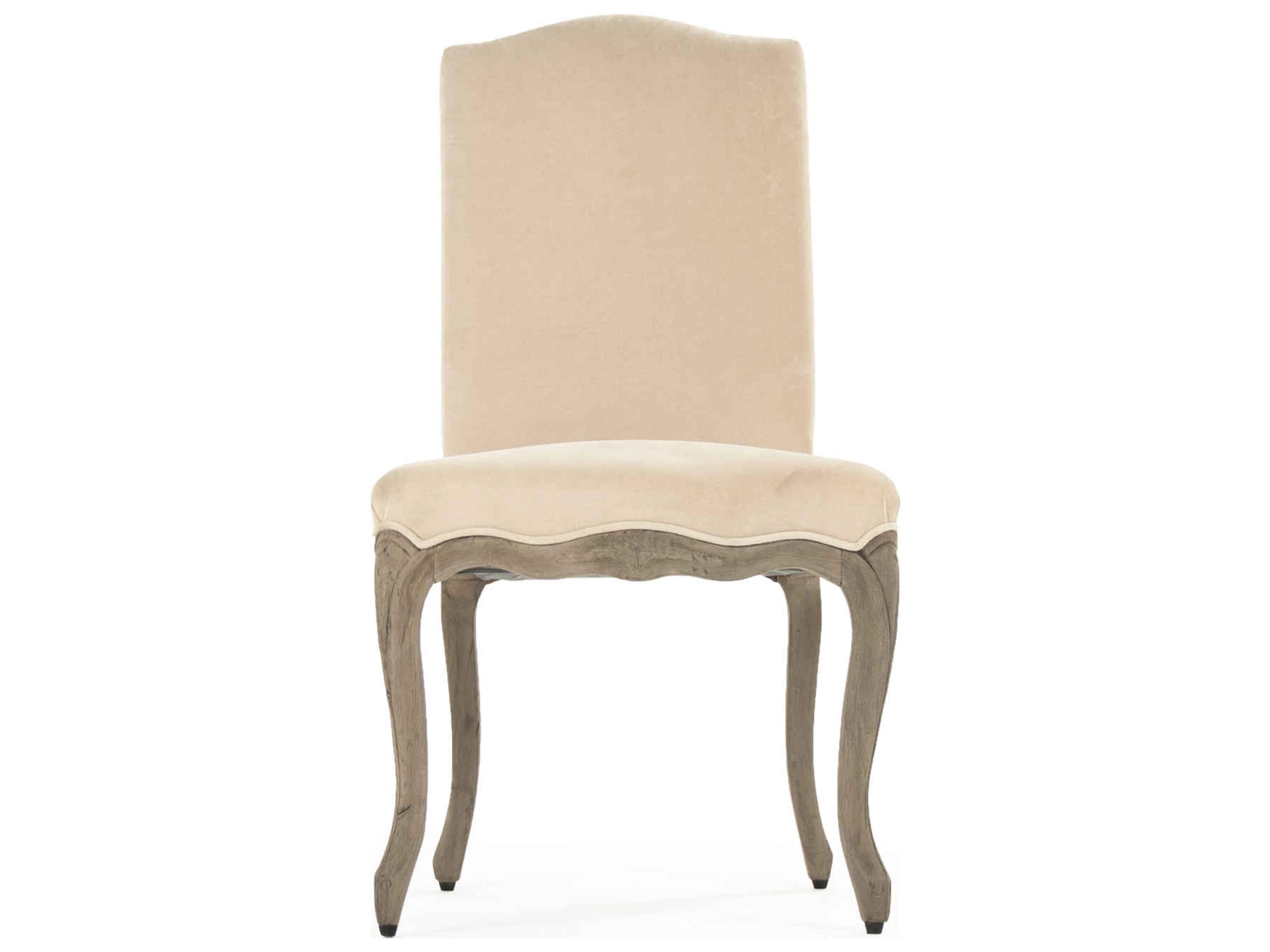 Zentique Cathy Birch Wood Beige Upholstered Armless Dining Chair