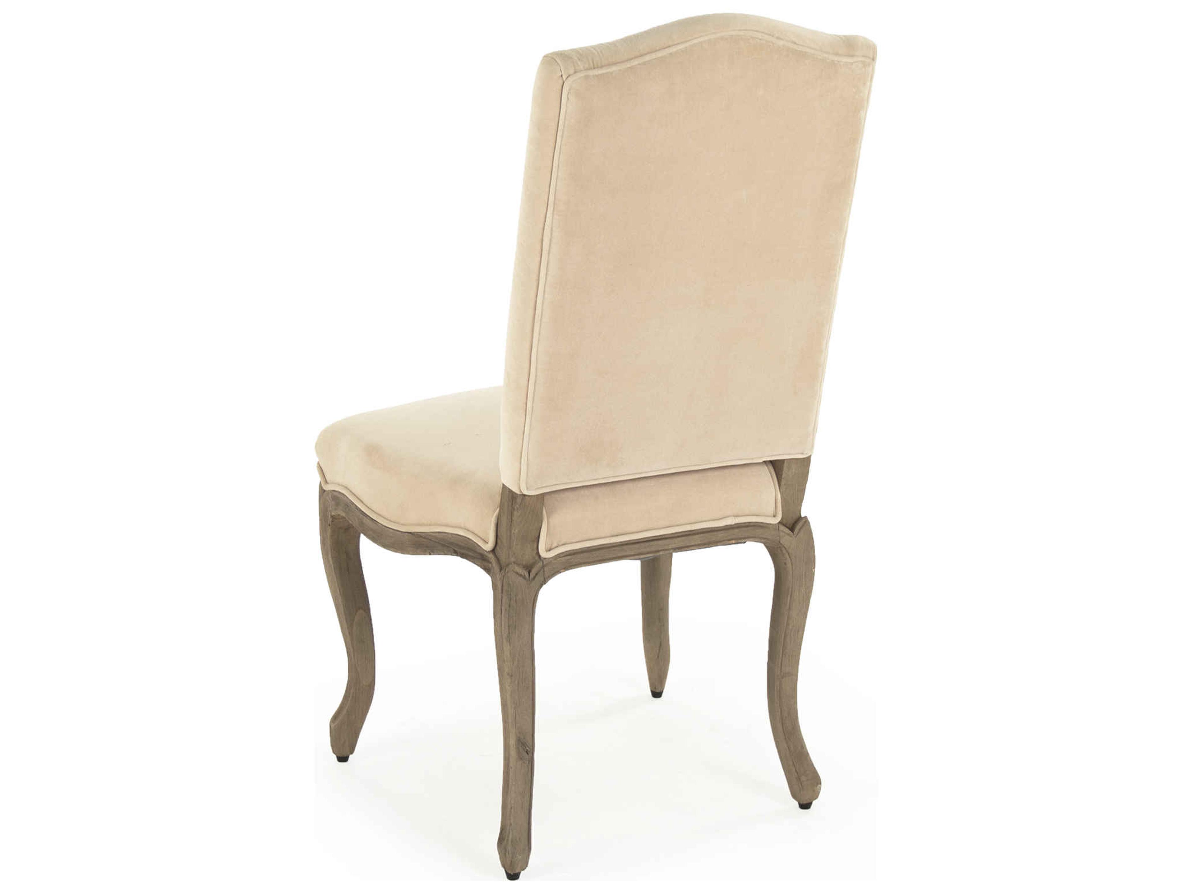 Zentique Cathy Birch Wood Beige Upholstered Armless Dining Chair