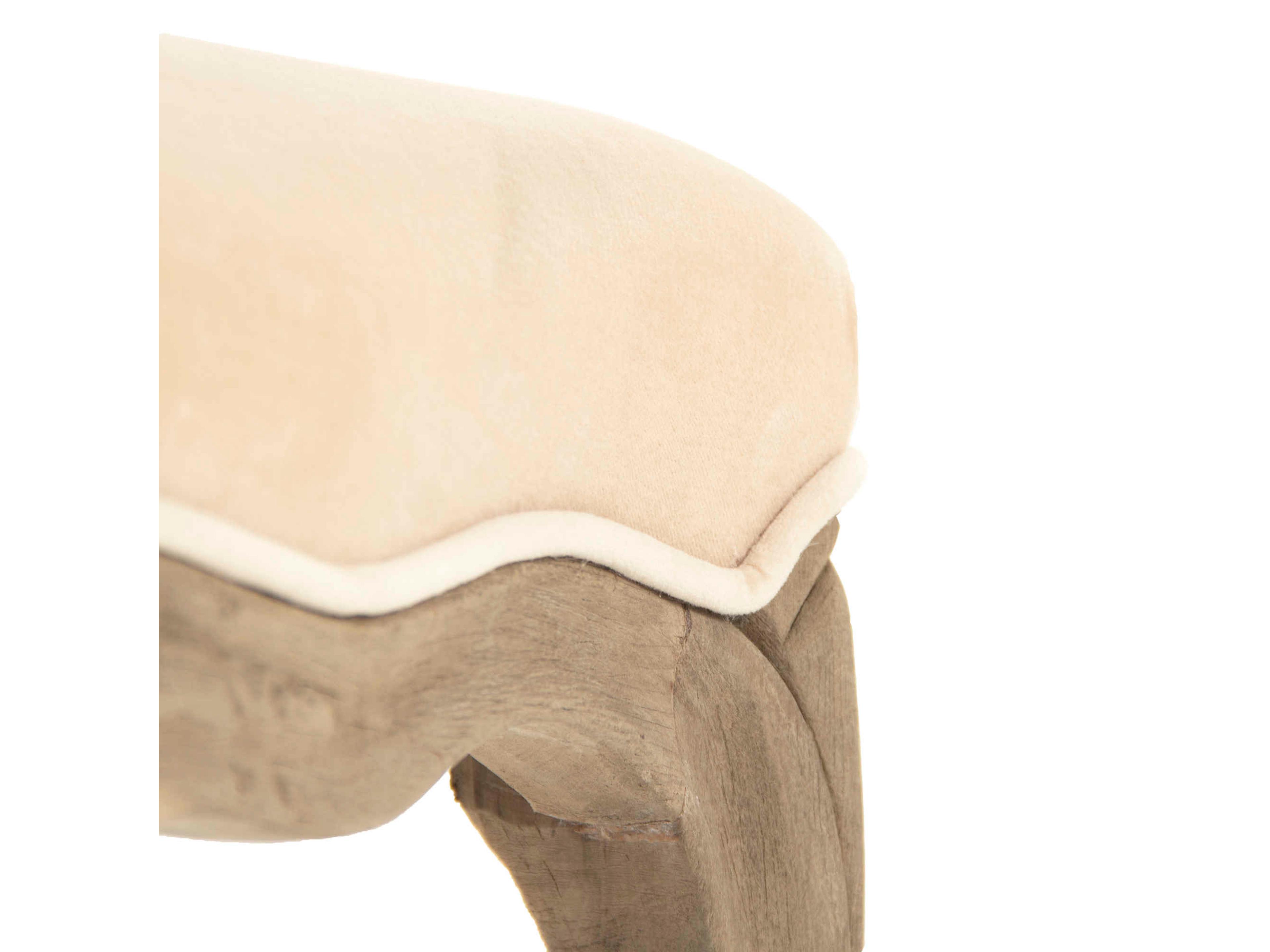 Zentique Cathy Birch Wood Beige Upholstered Armless Dining Chair