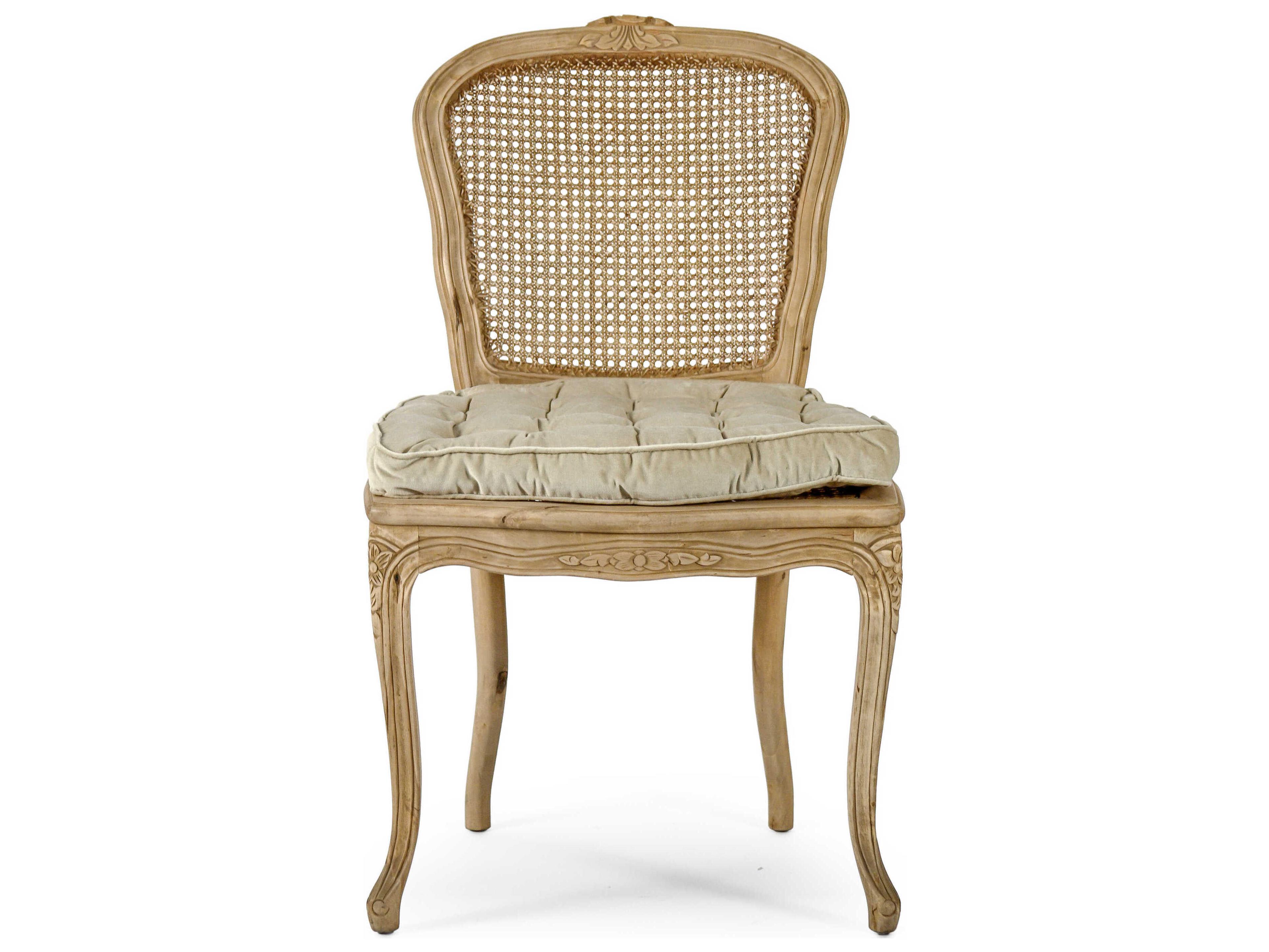 Zentique Annette Birch Wood Beige Upholstered Armless Dining Chair