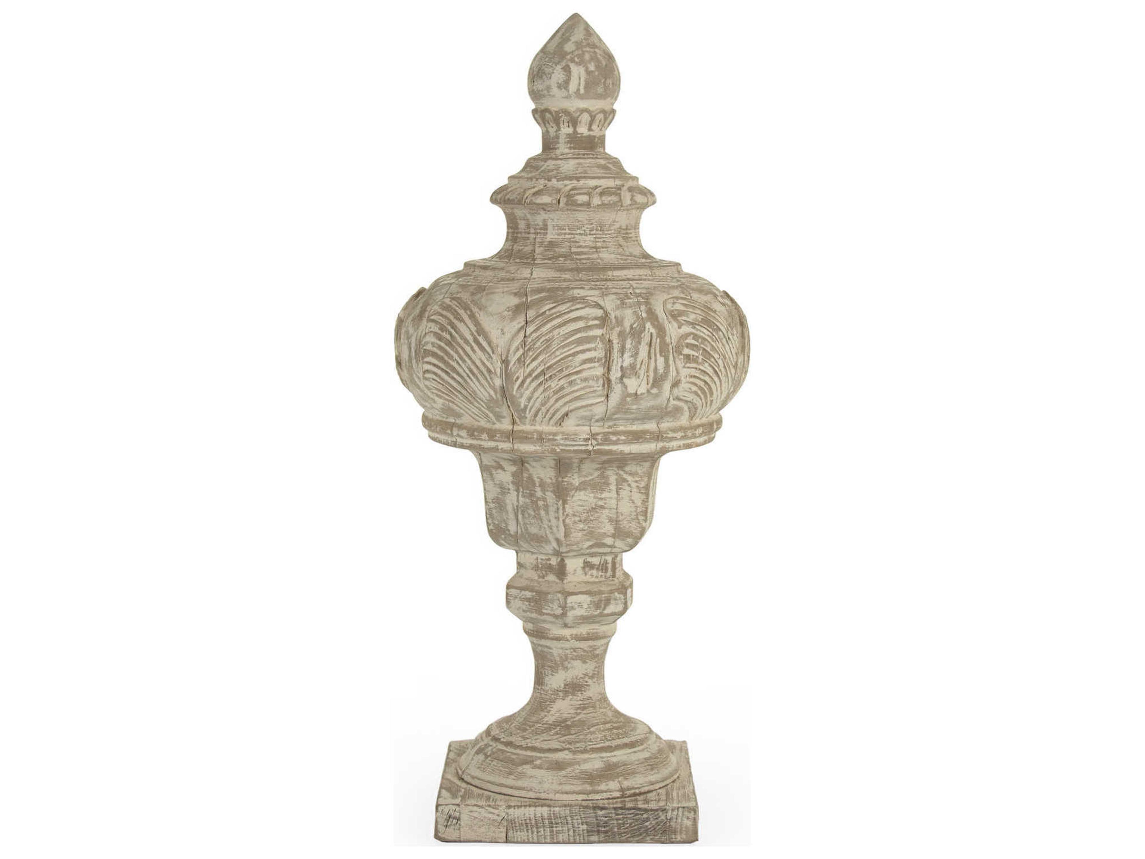 Zentique Victory White Wash Wooden Urn