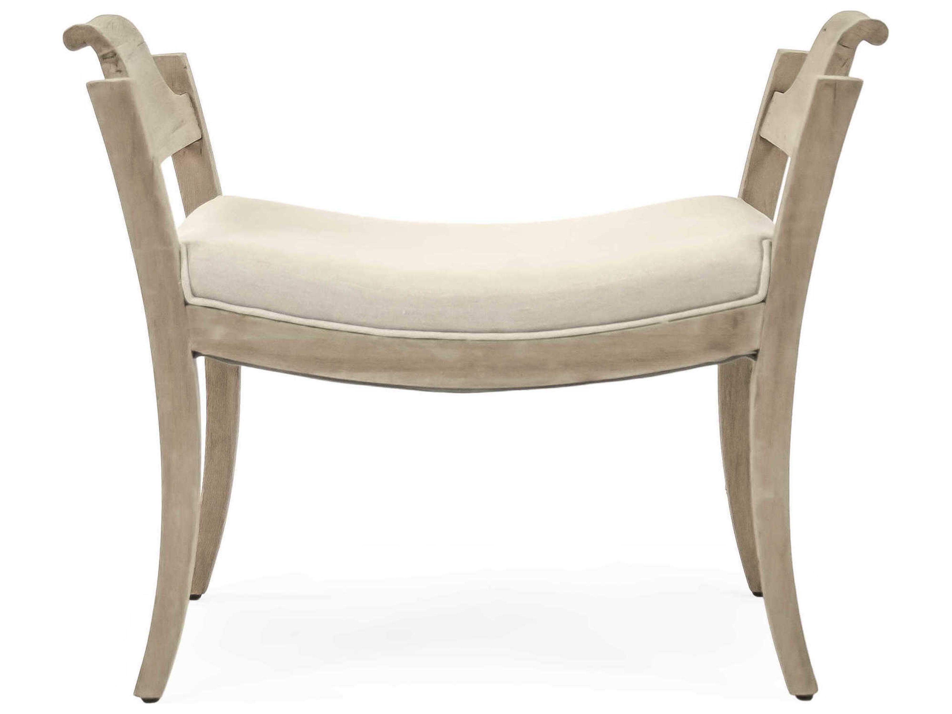 Zentique Natural Linen Cream Upholstered Accent Stool
