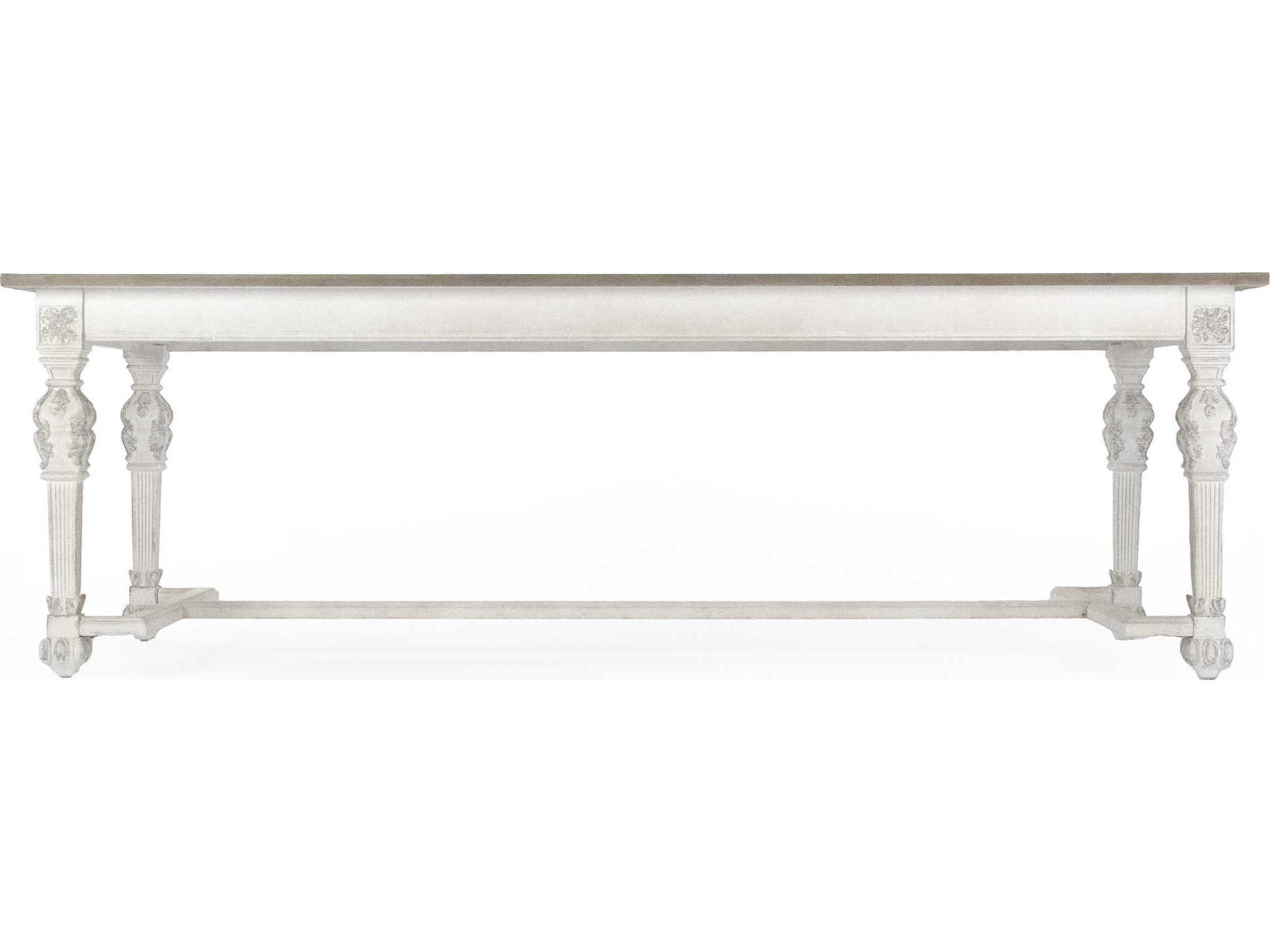 Zentique Rectangular Wood Natural Distressed White Dining Table