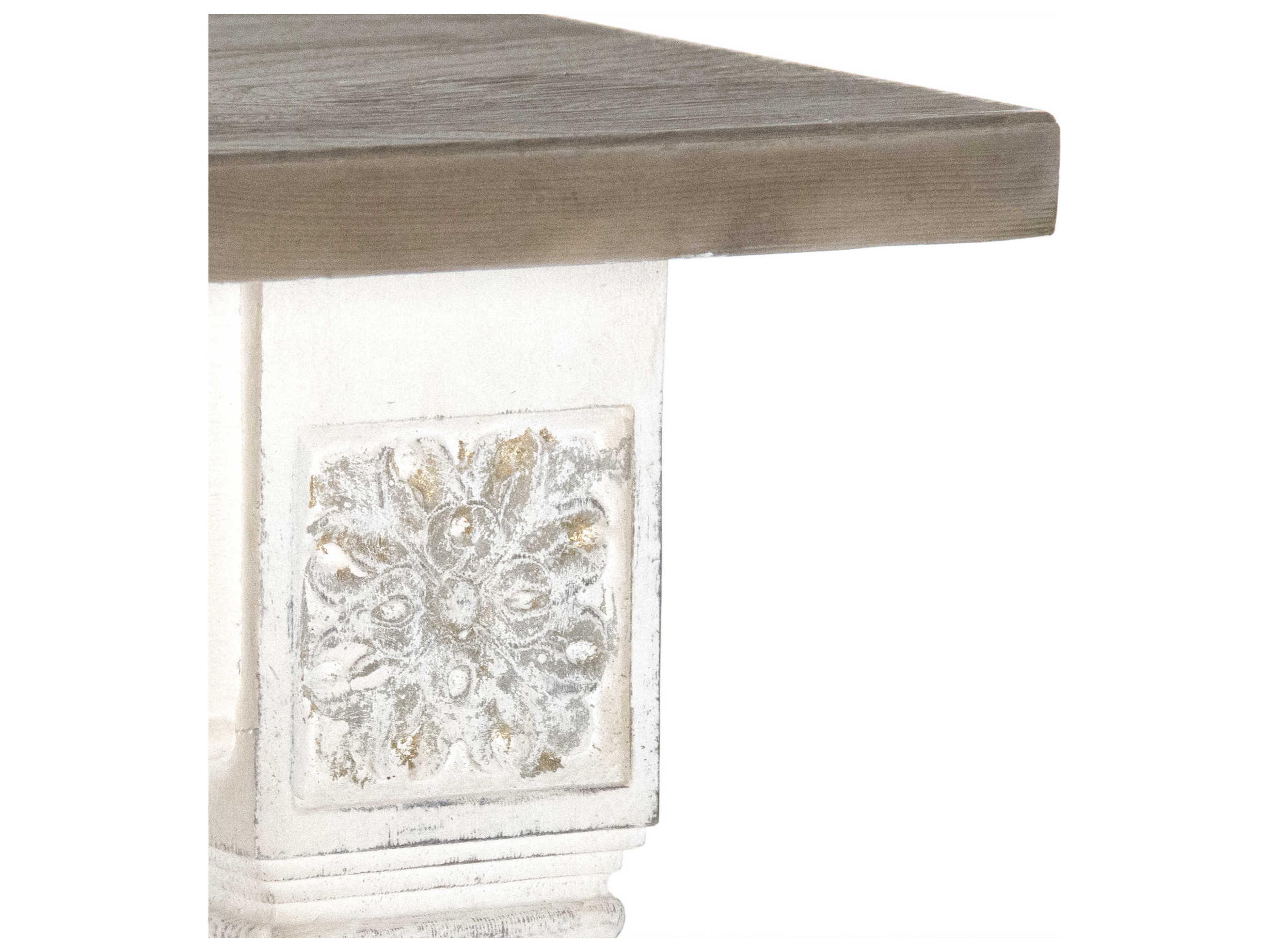 Zentique Rectangular Wood Natural Distressed White Dining Table