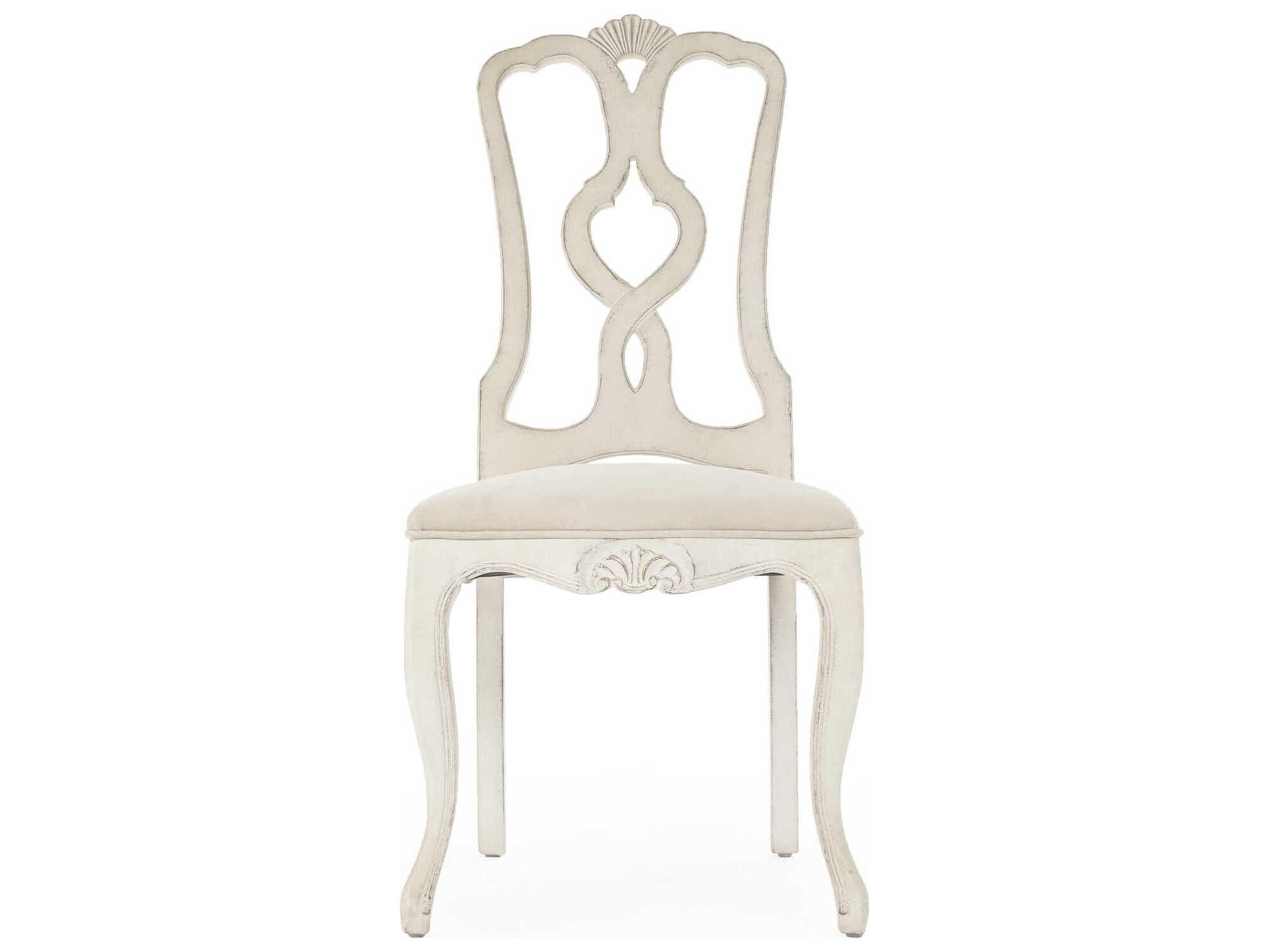 Zentique Monte Carlo Birch Wood White Upholstered Armless Dining Chair