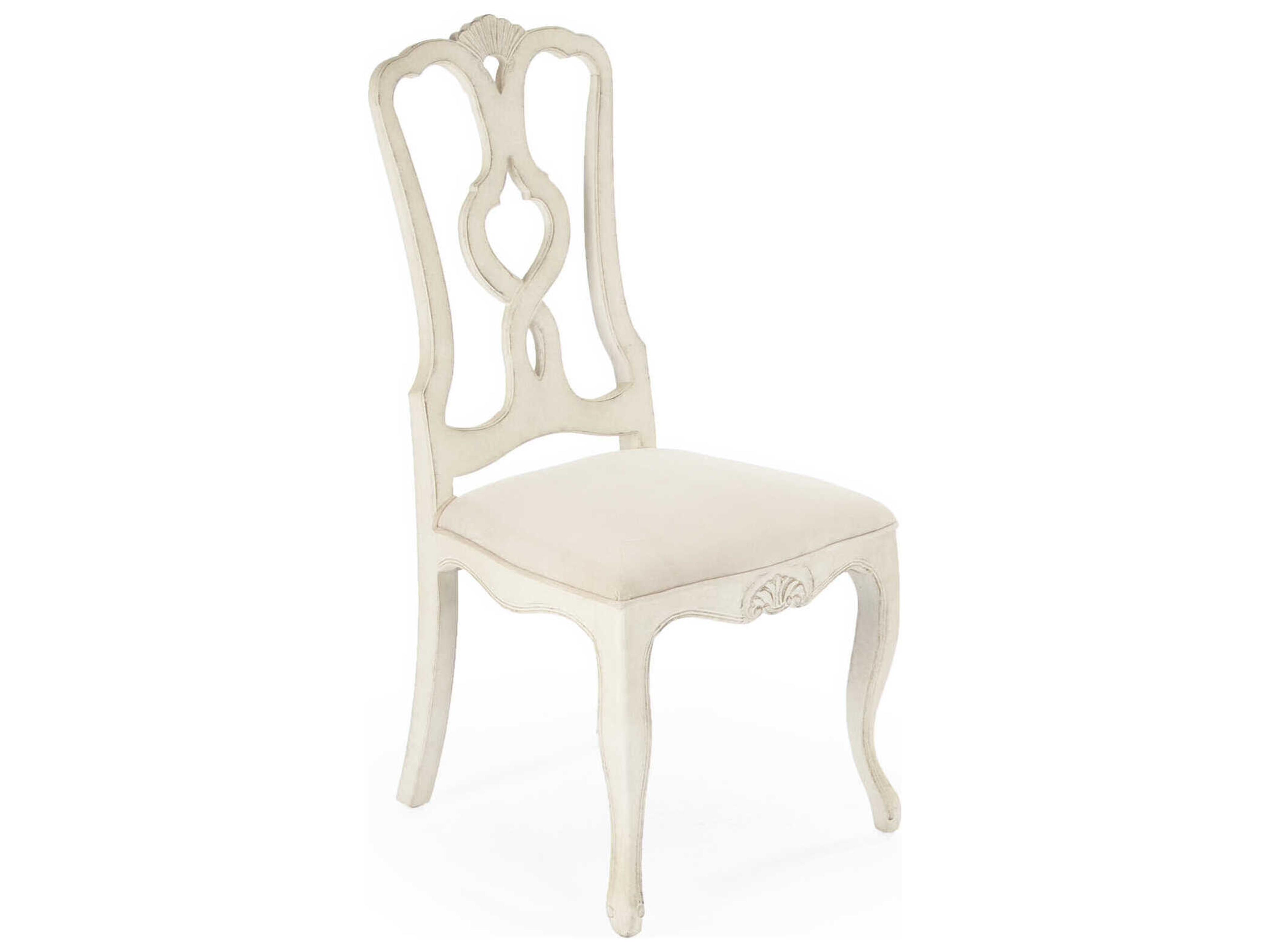 Zentique Monte Carlo Birch Wood White Upholstered Armless Dining Chair