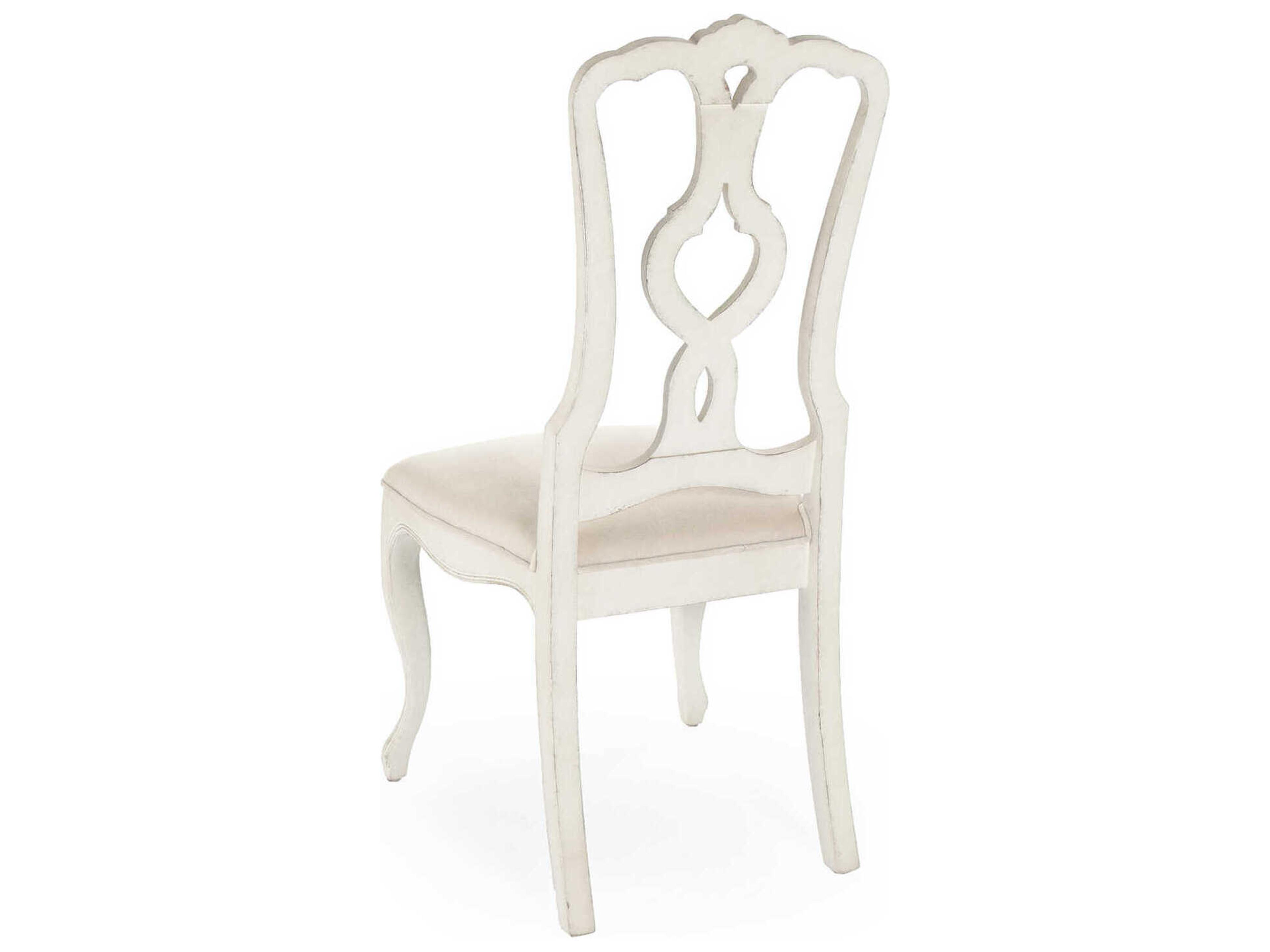 Zentique Monte Carlo Birch Wood White Upholstered Armless Dining Chair