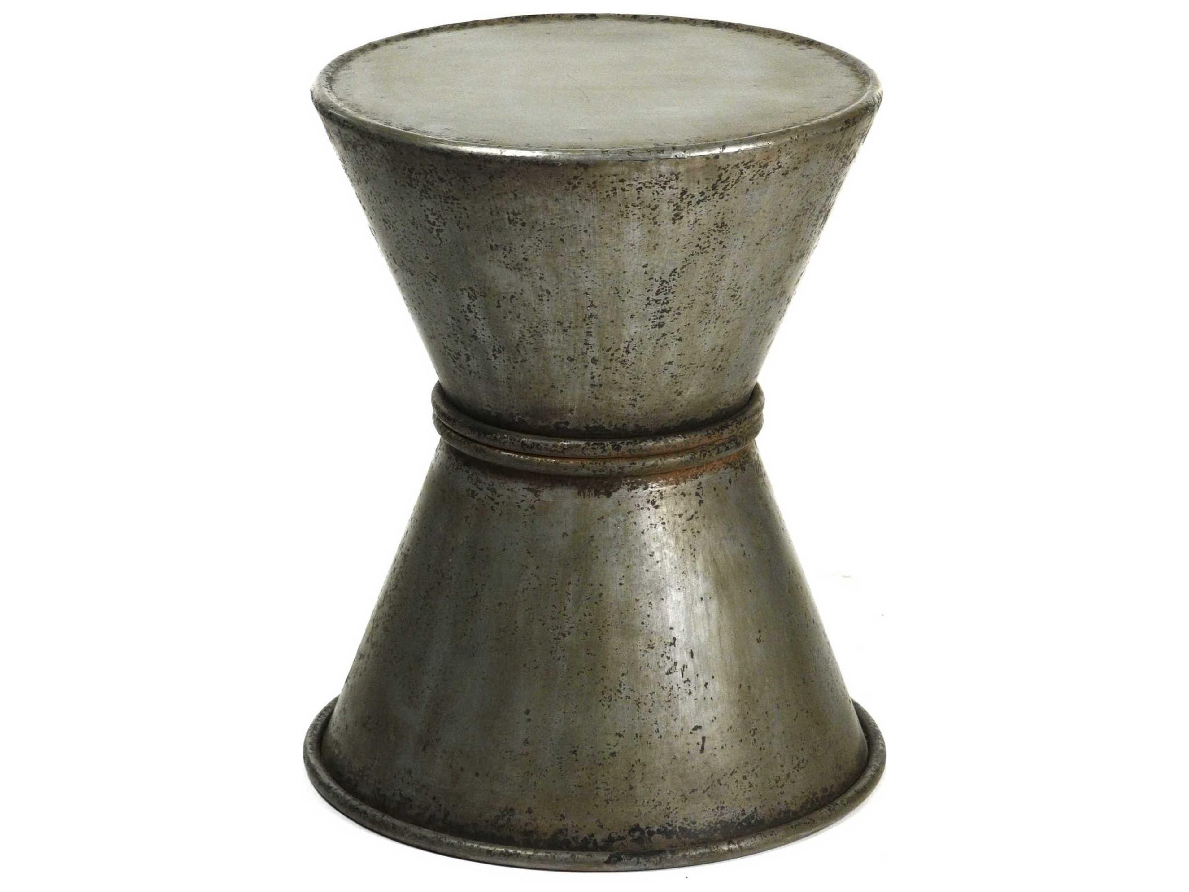 Rustic Zinc Gray Accent Stool