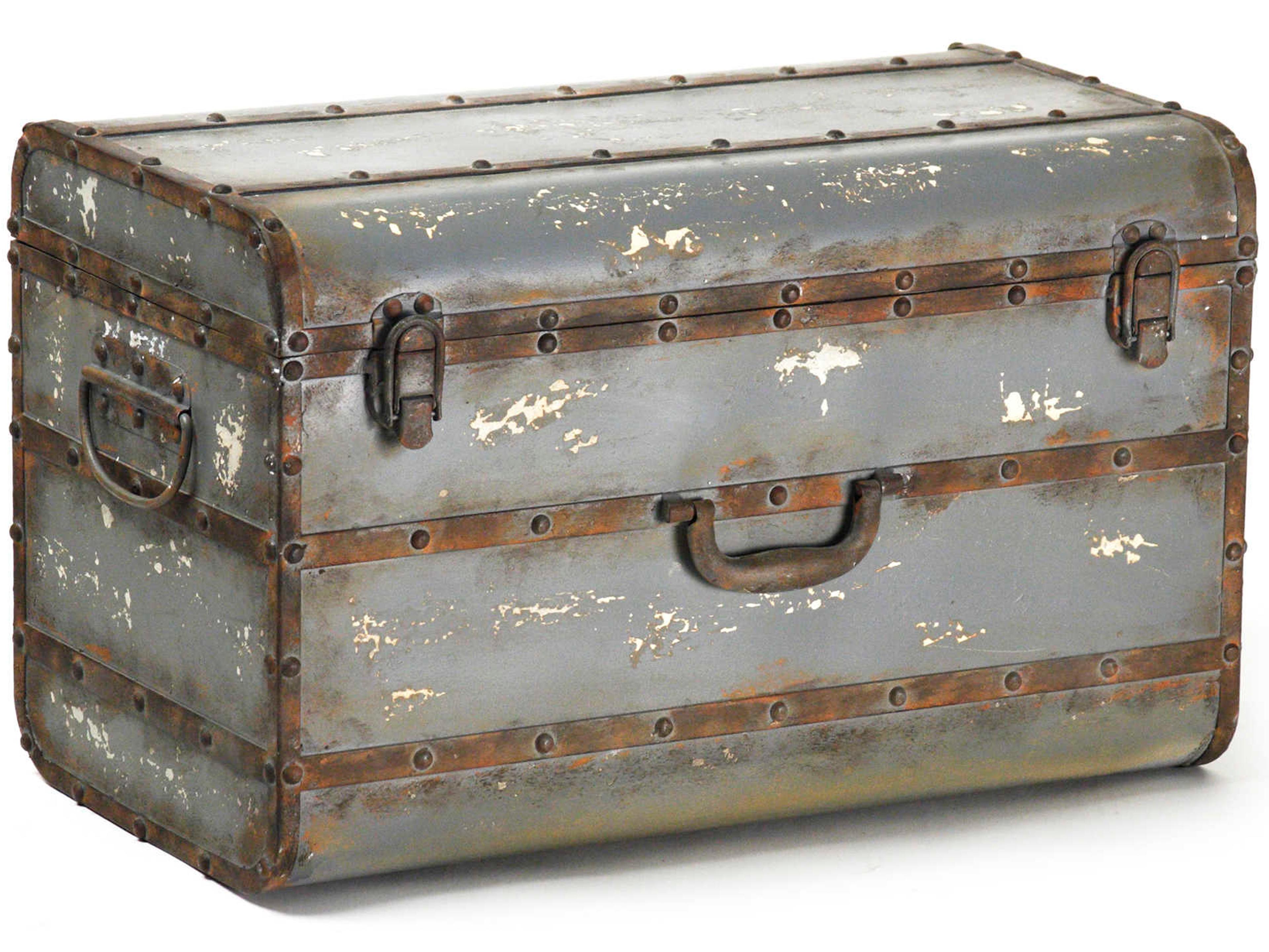 Antique Grey Storage Trunk