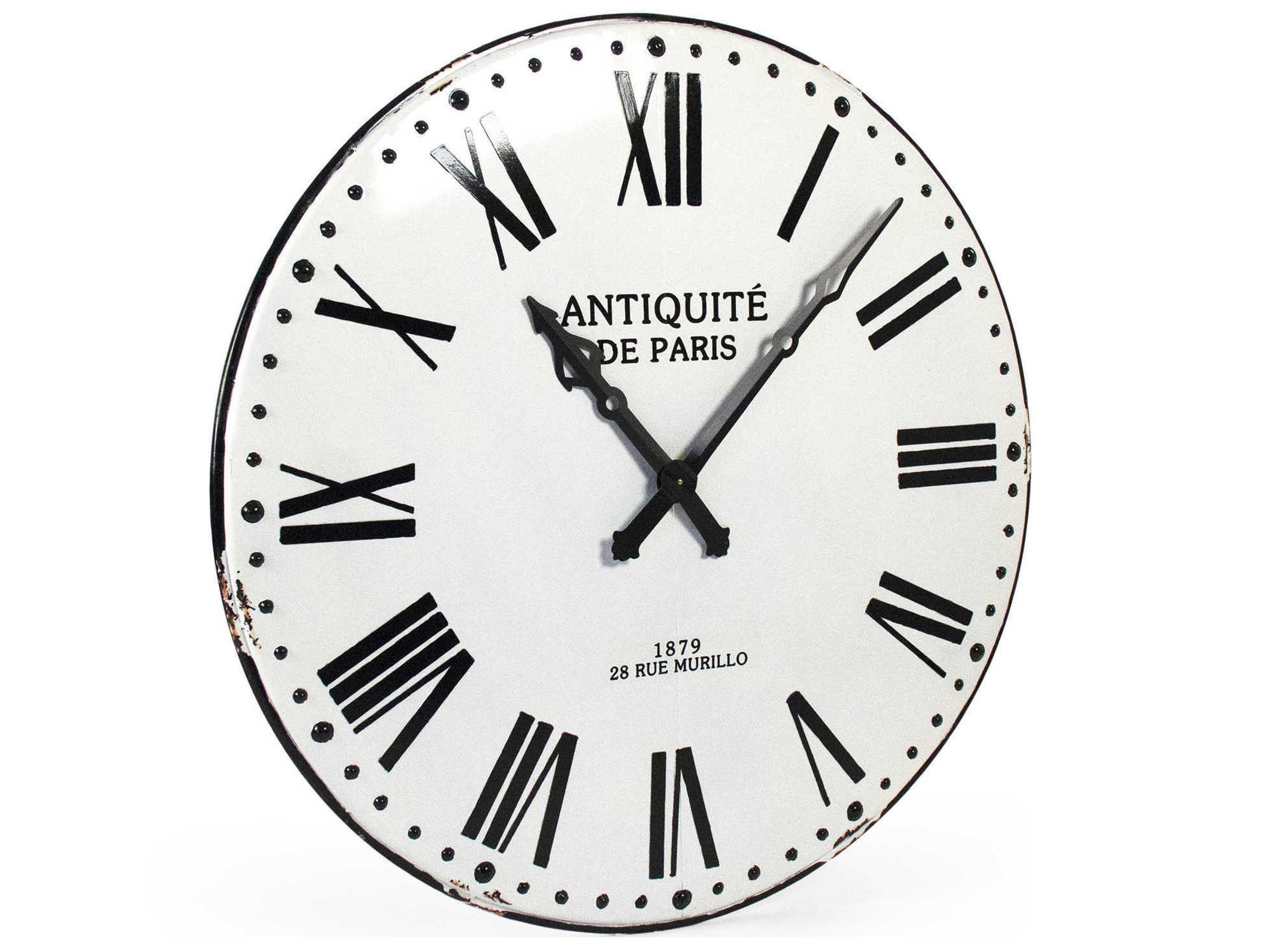 Zentique Distressed White / Black Corvin Wall Clock