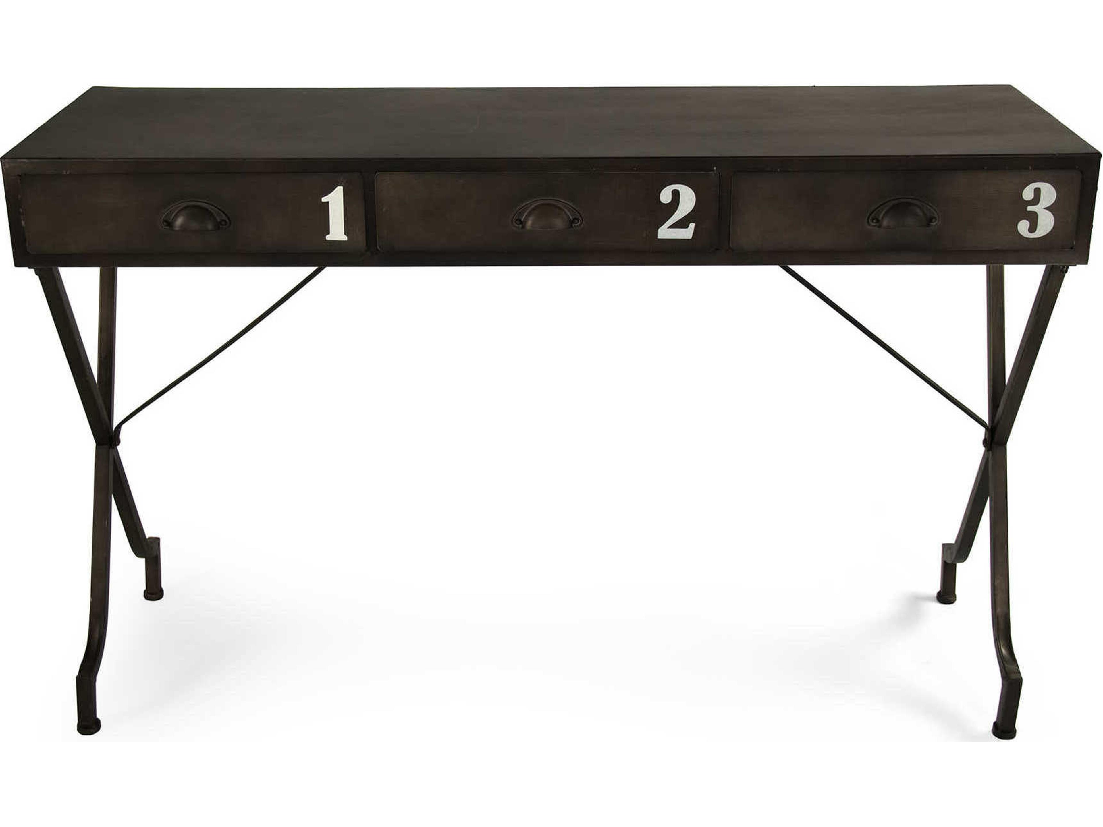 Zentique Rectangular Metal Dark Bronze Black Console Table