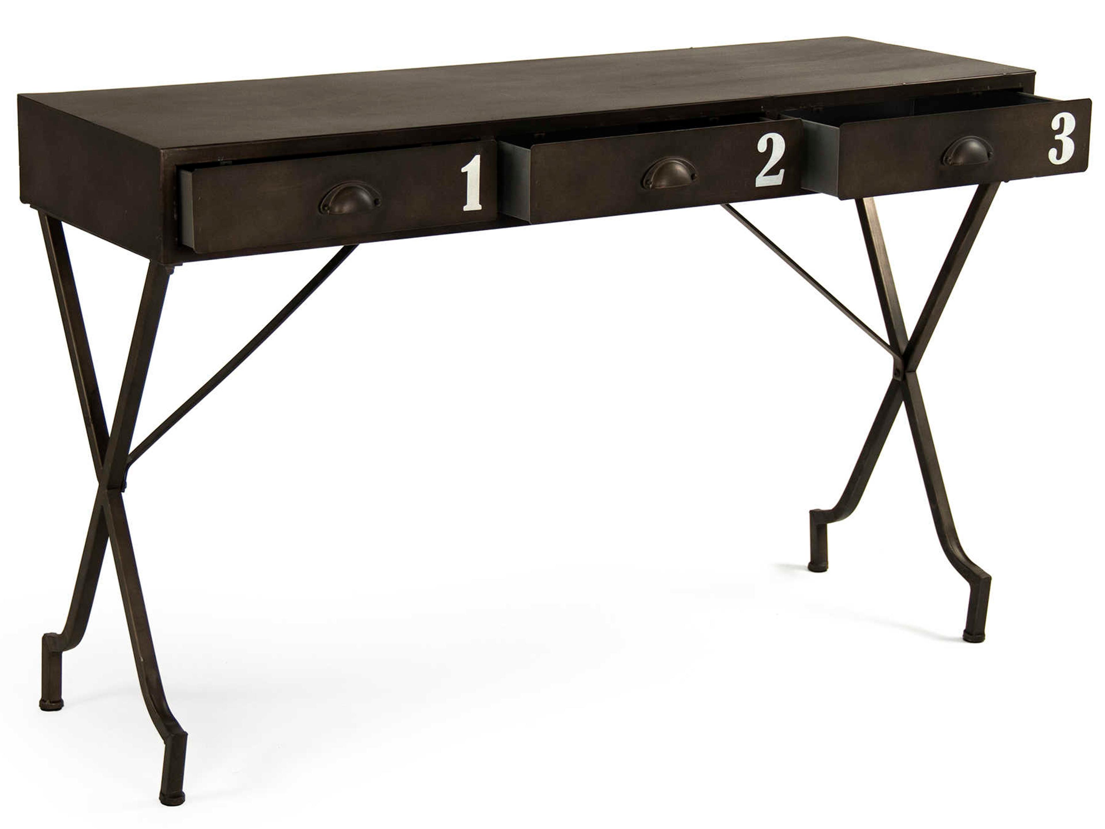 Zentique Rectangular Metal Dark Bronze Black Console Table