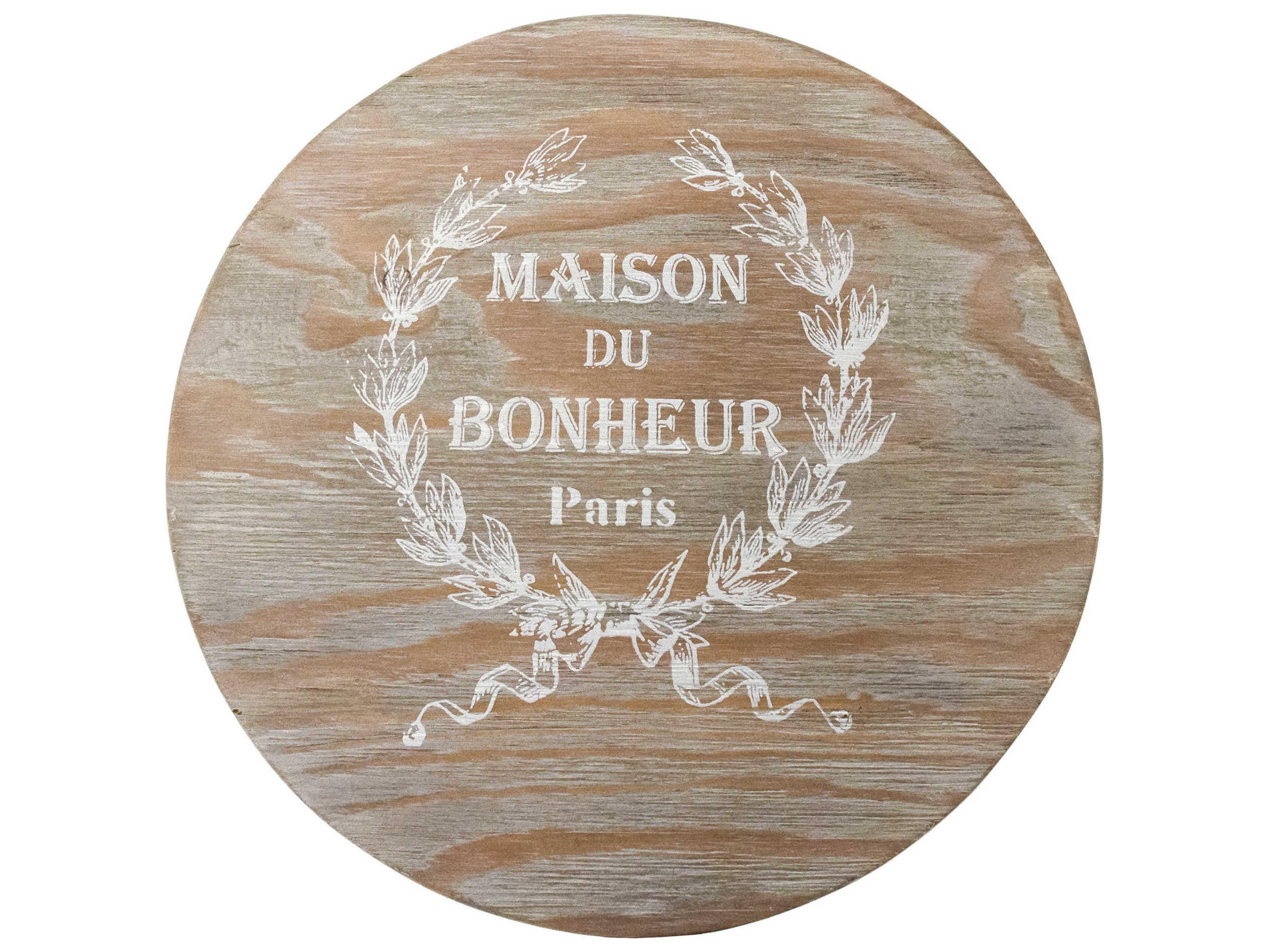 Zentique Parisienne Natural Wood Distressed White Bar Stool