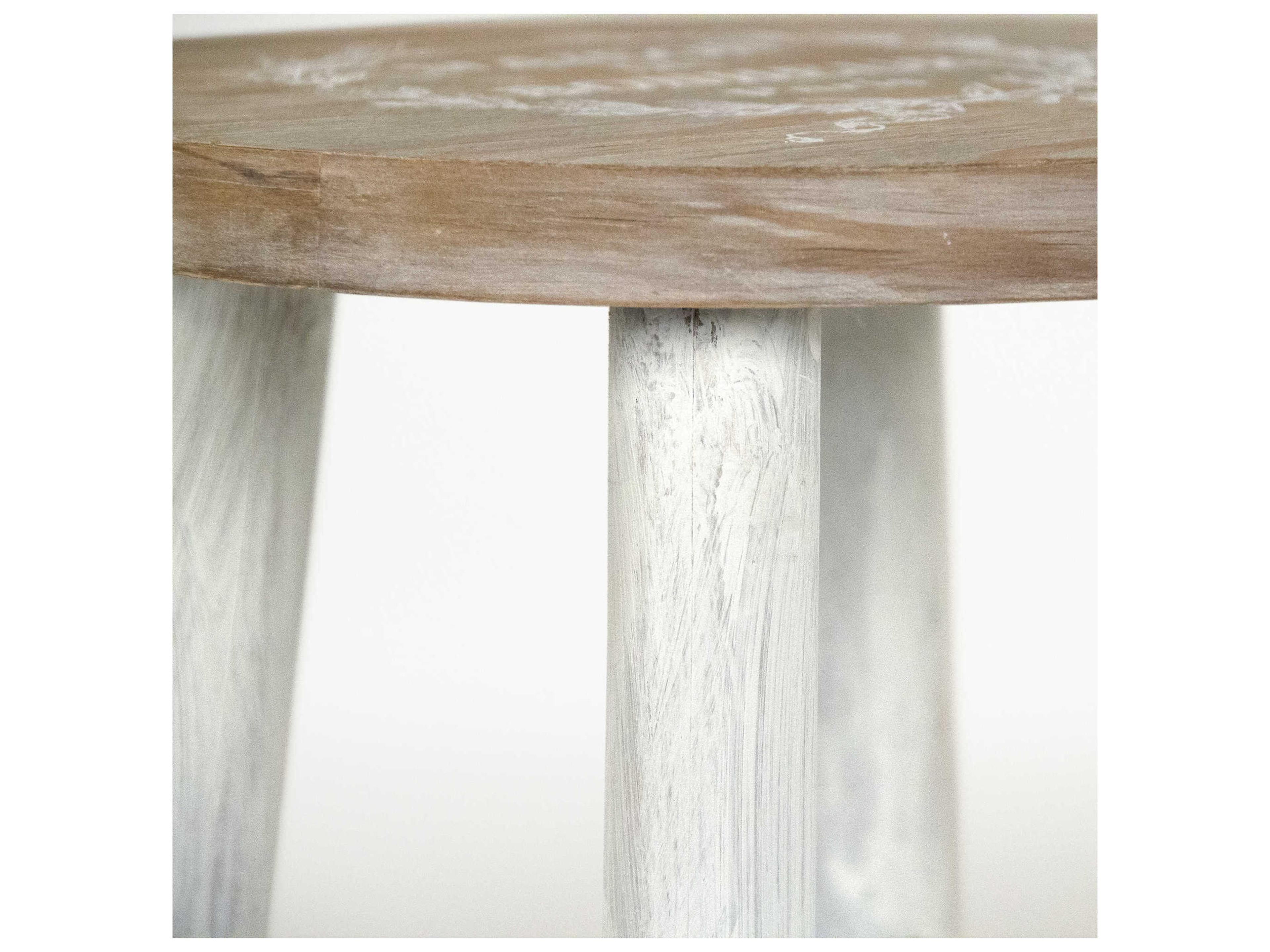 Zentique Parisienne Natural Wood Distressed White Bar Stool