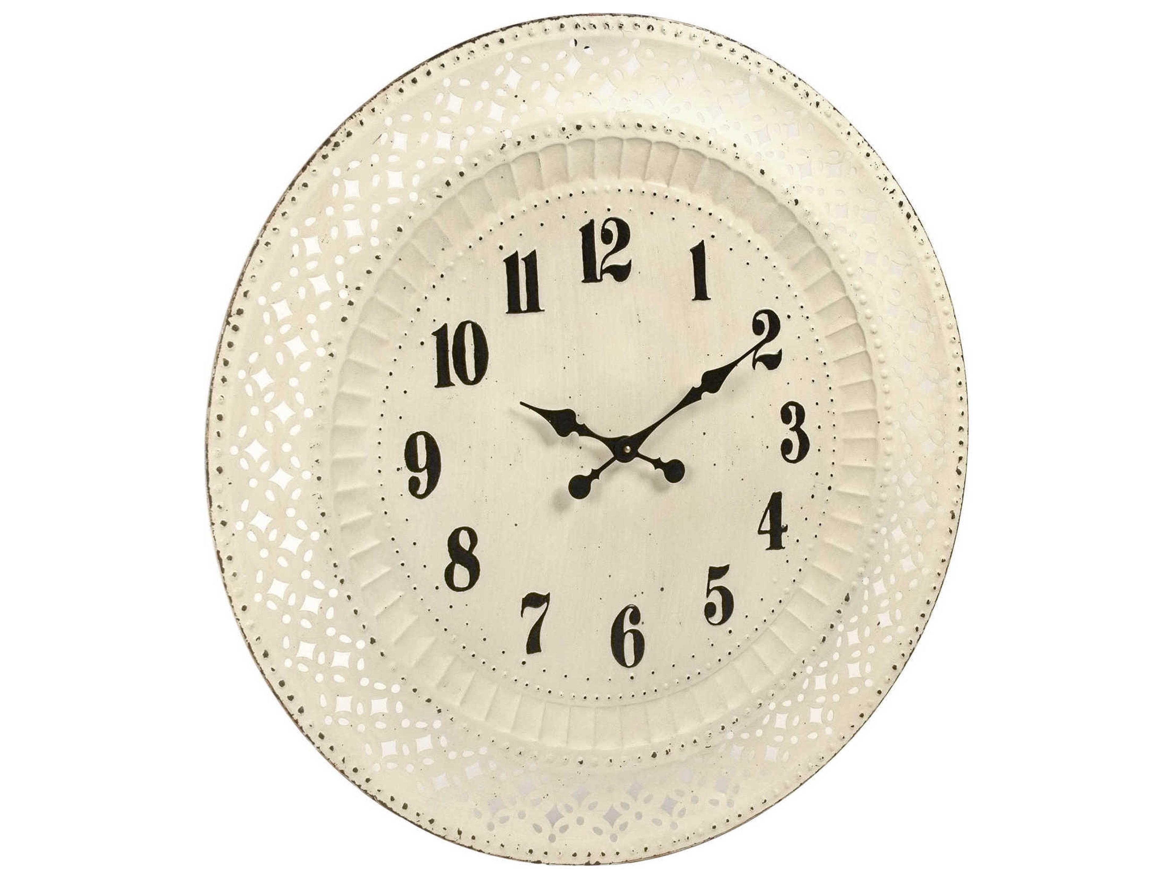 Zentique Antique Off-White Iron Cutout Clock