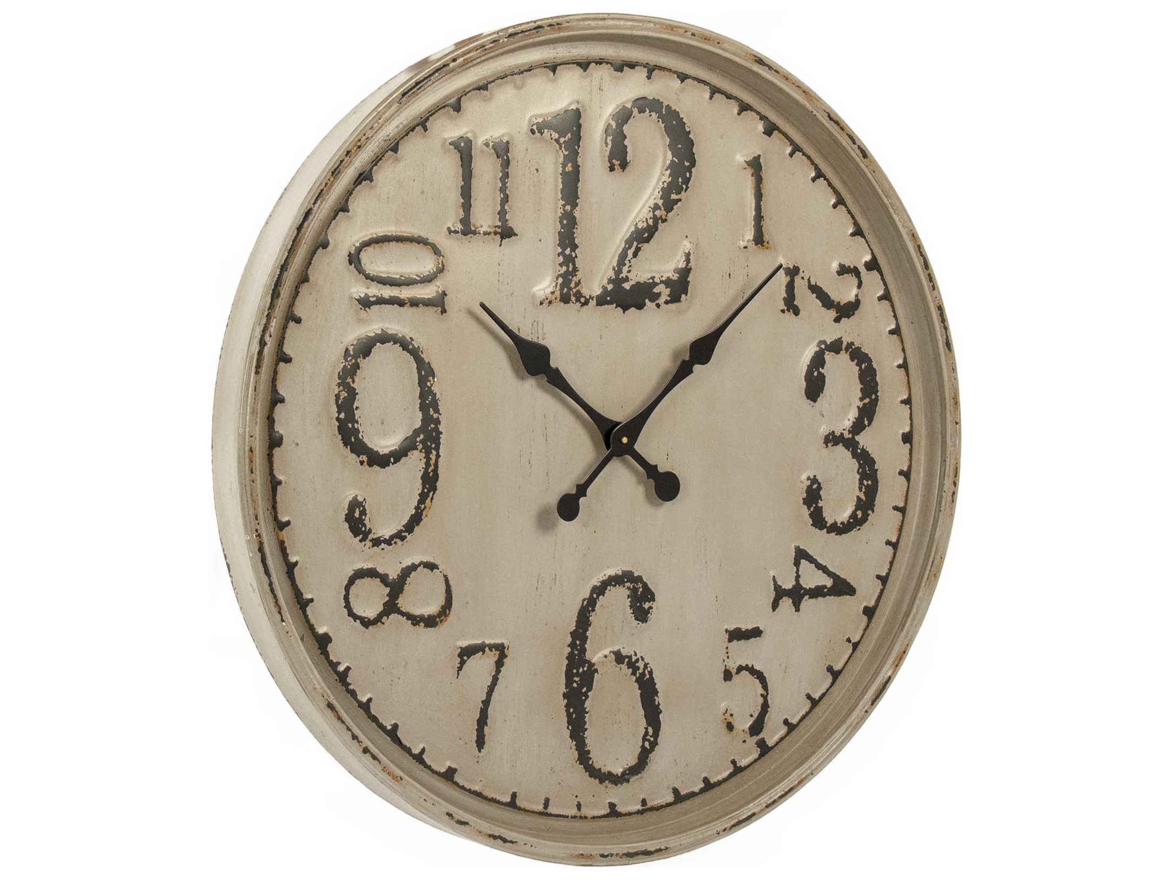 Zentique Distressed Grey Taupe Iron Wall Clock