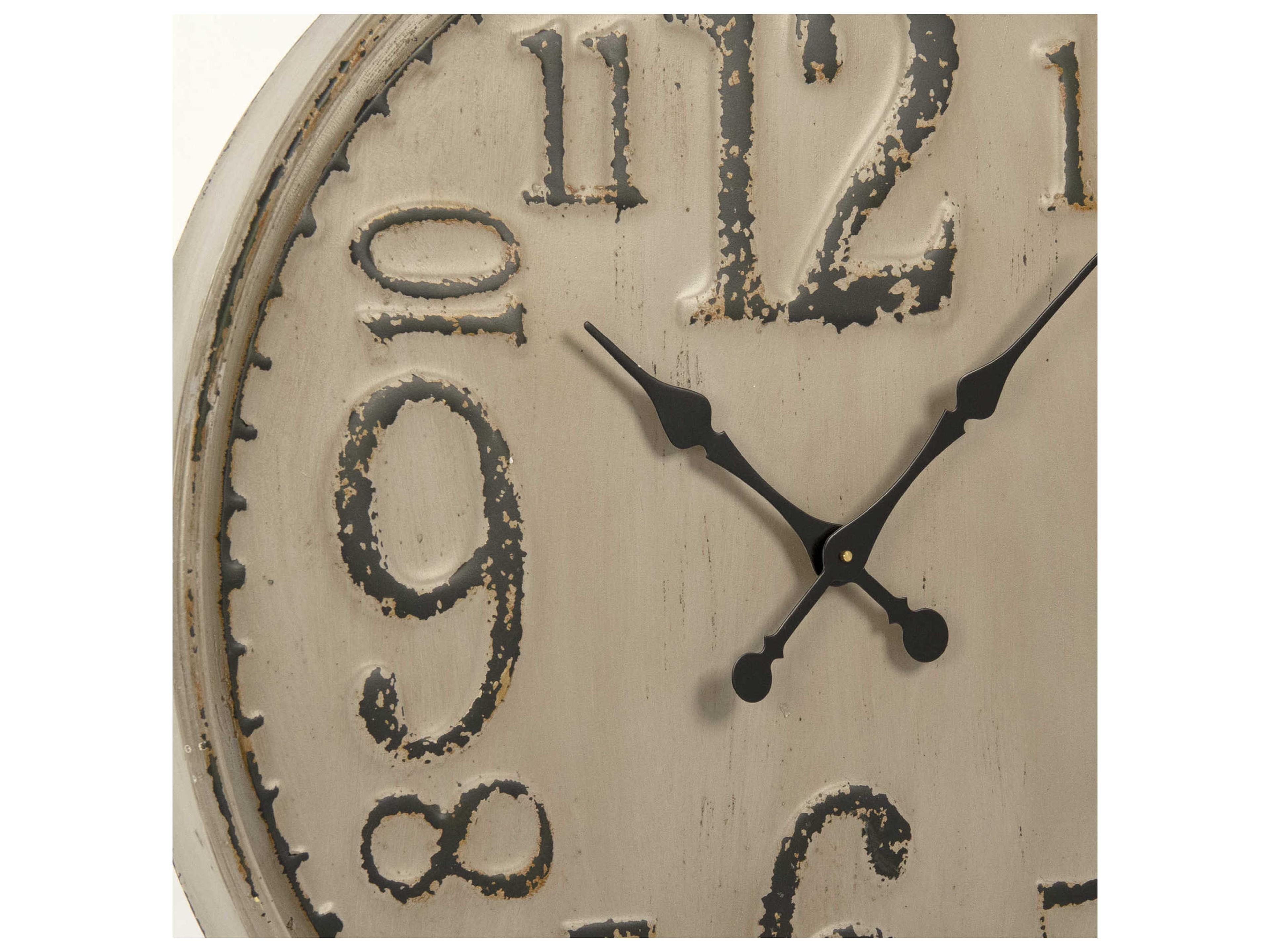 Zentique Distressed Grey Taupe Iron Wall Clock