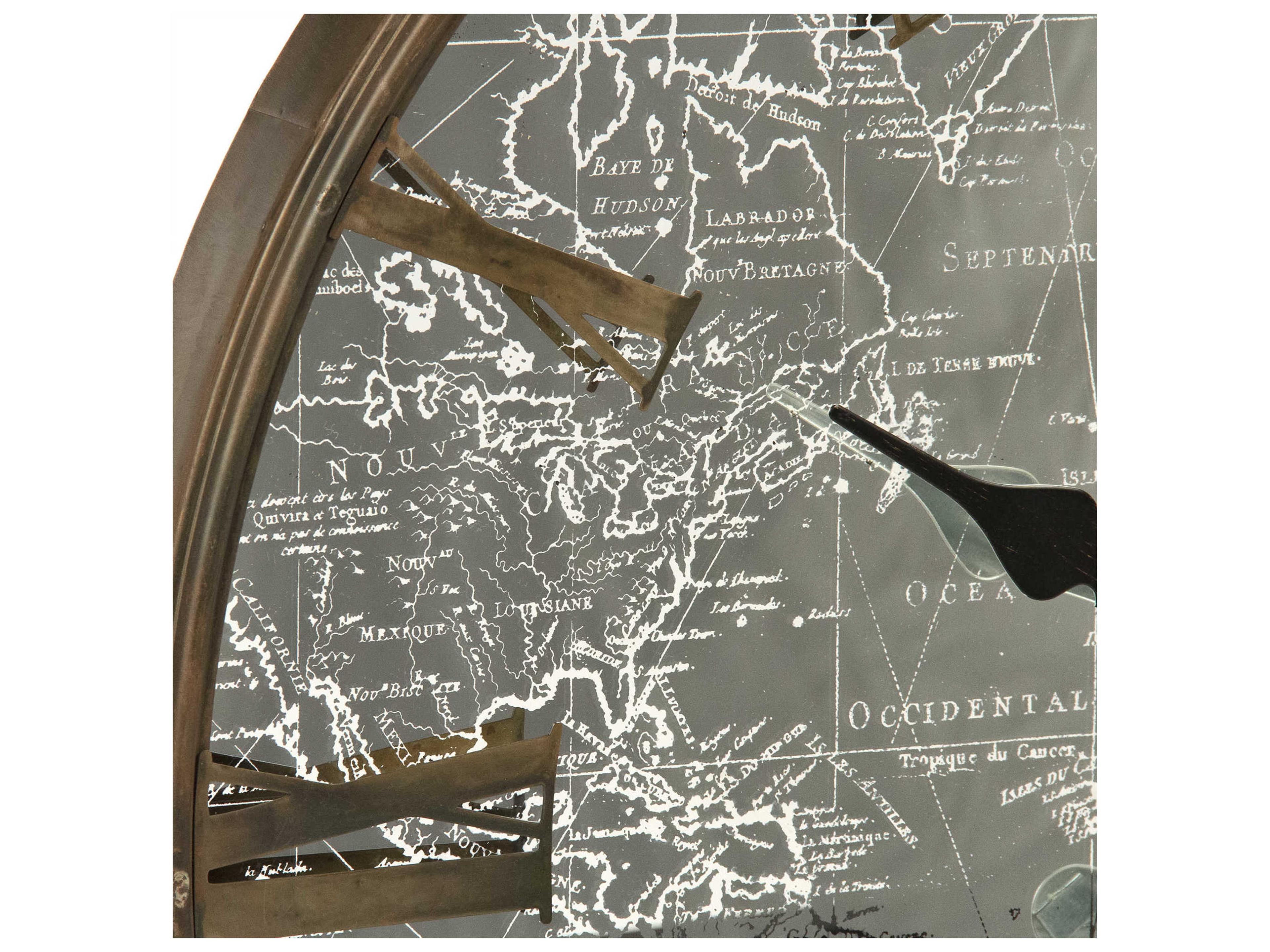 Zentique Distressed Brown Mirrored Iron Clock with LED Backlight