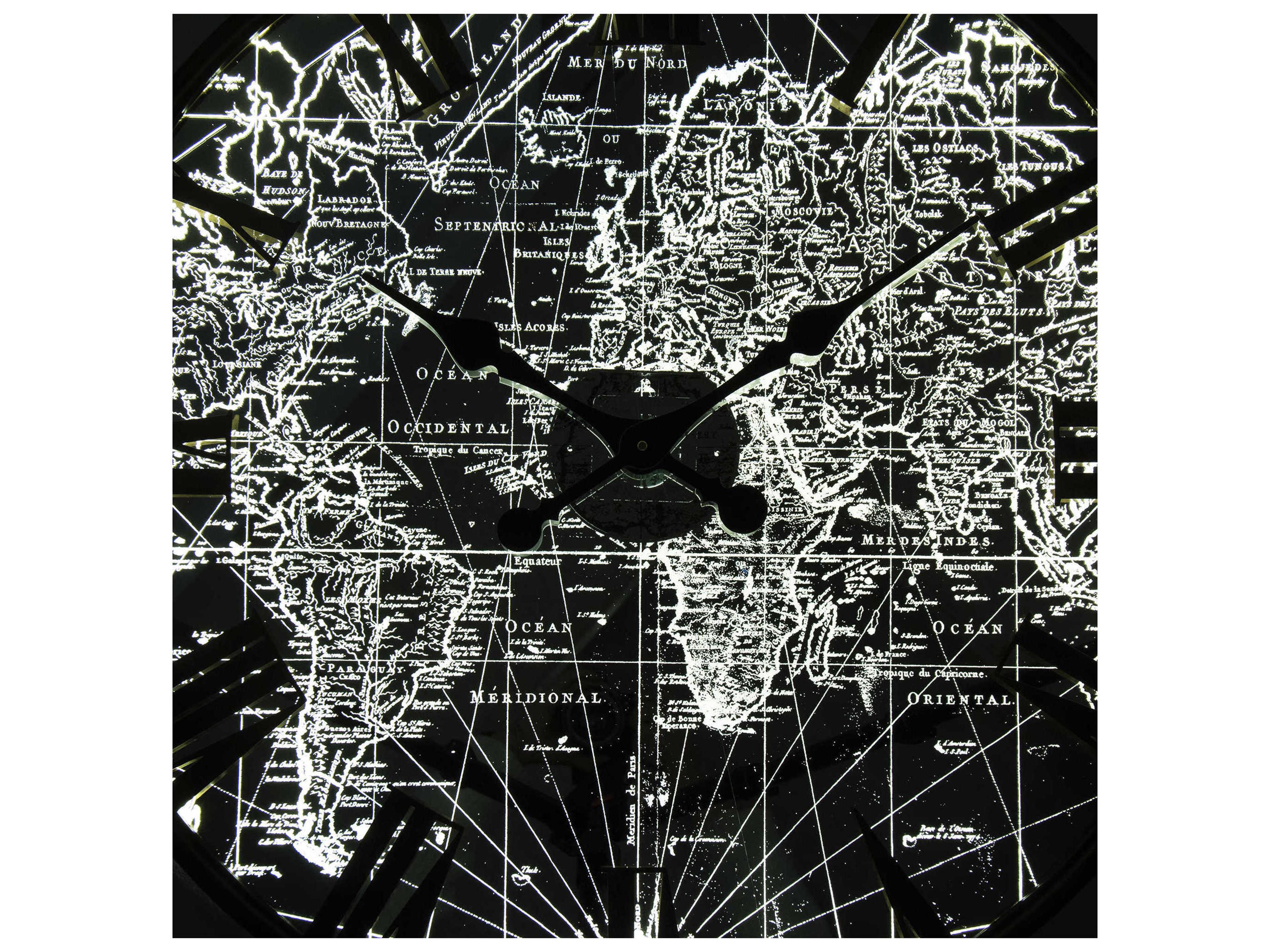 Zentique Distressed Brown Mirrored Iron Clock with LED Backlight