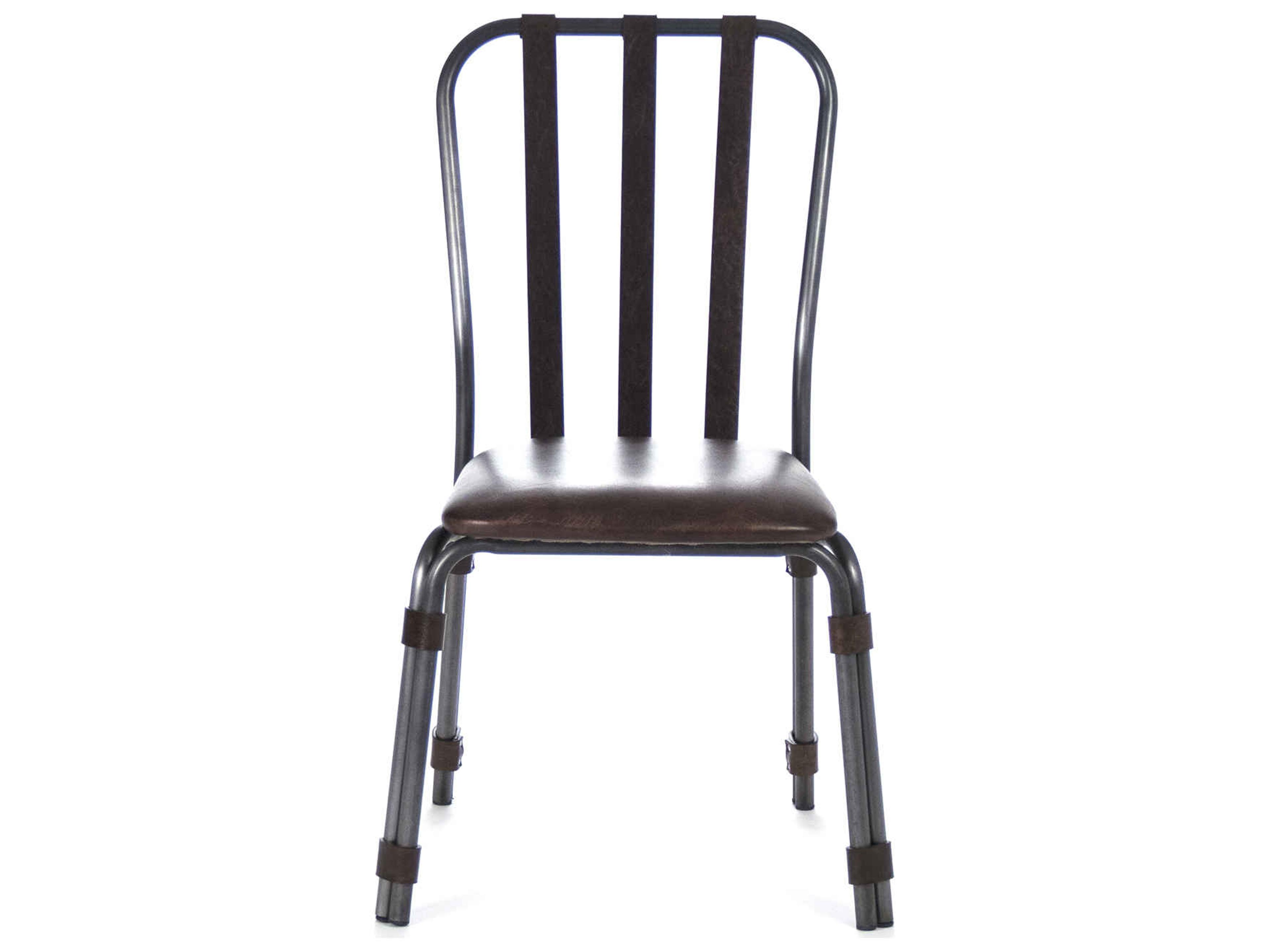 Zentique Brown Leather Side Dining Chair