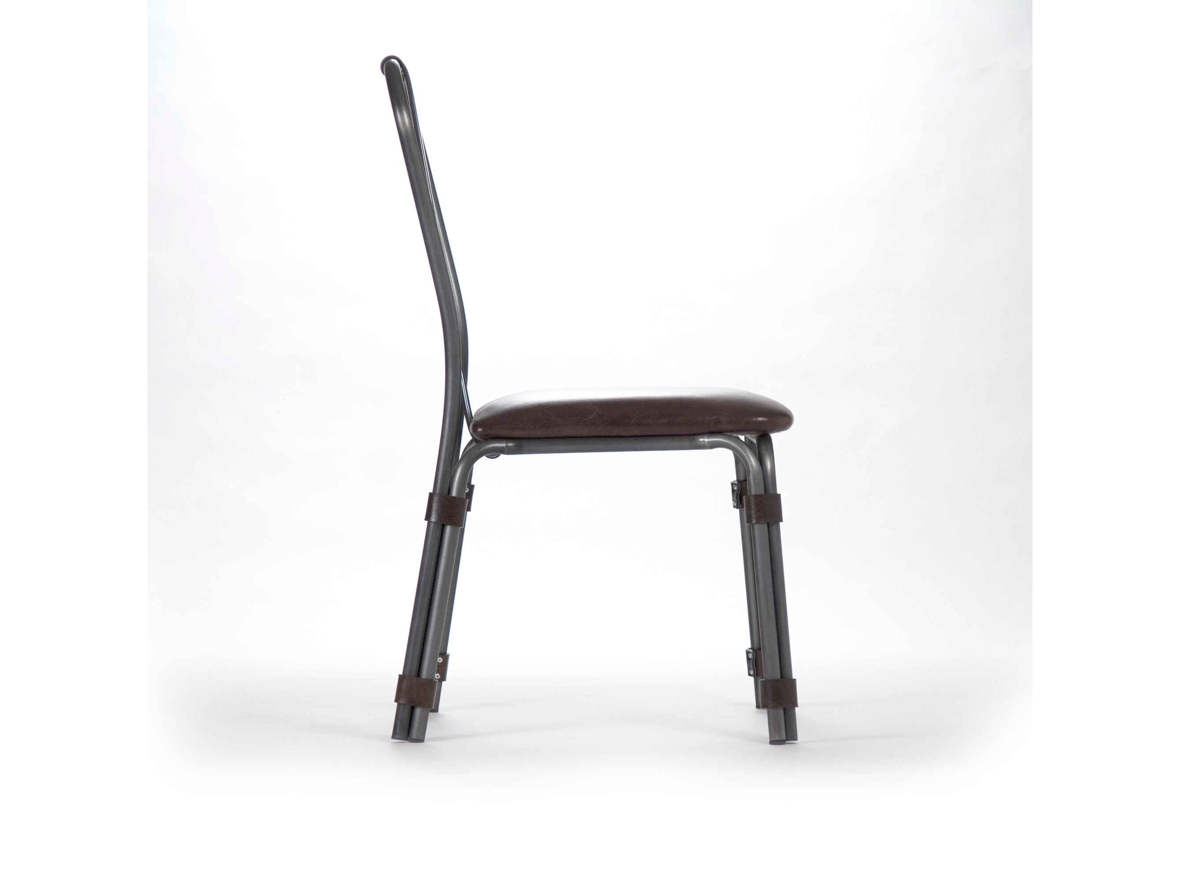 Zentique Brown Leather Side Dining Chair