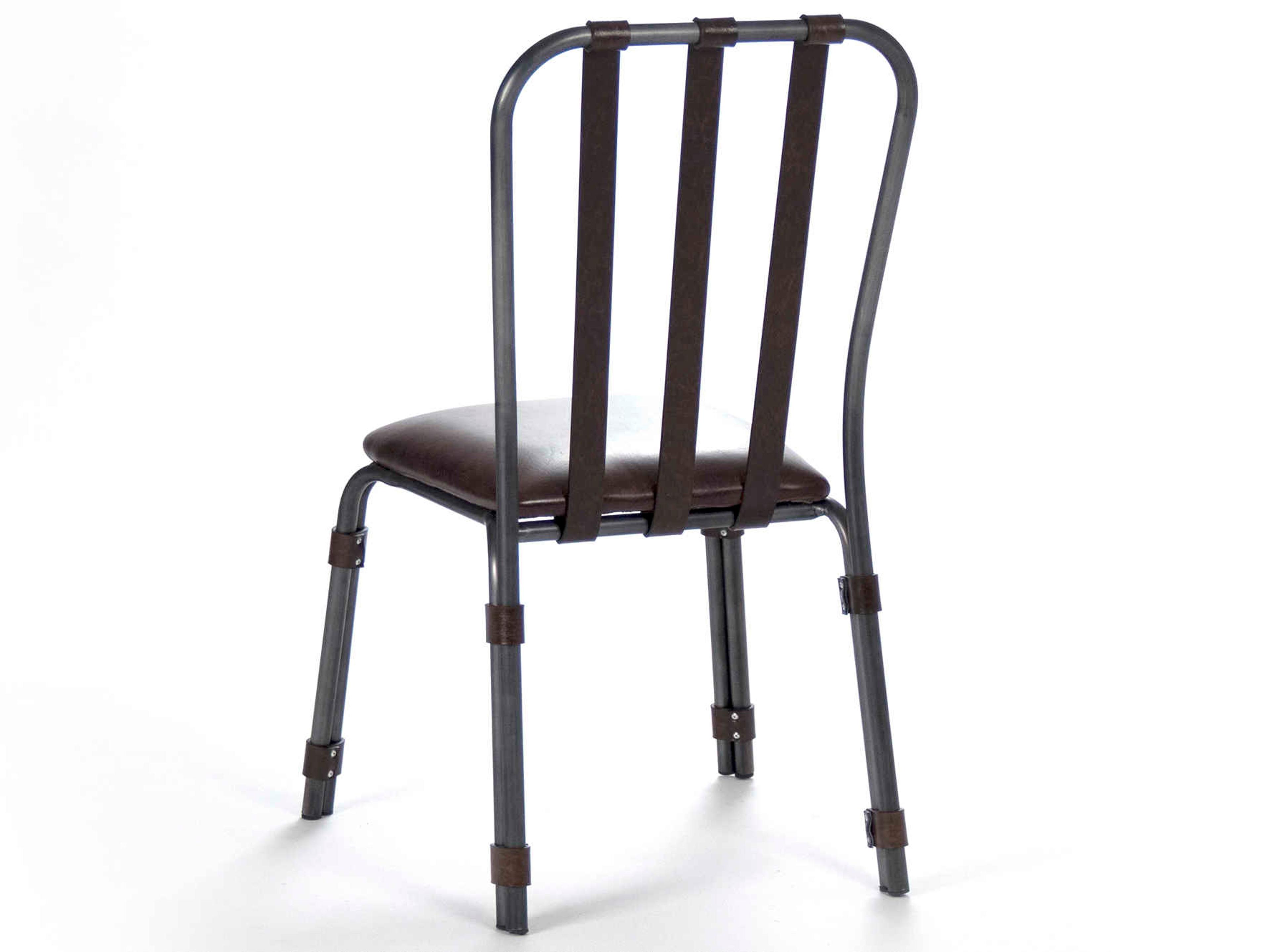 Zentique Brown Leather Side Dining Chair