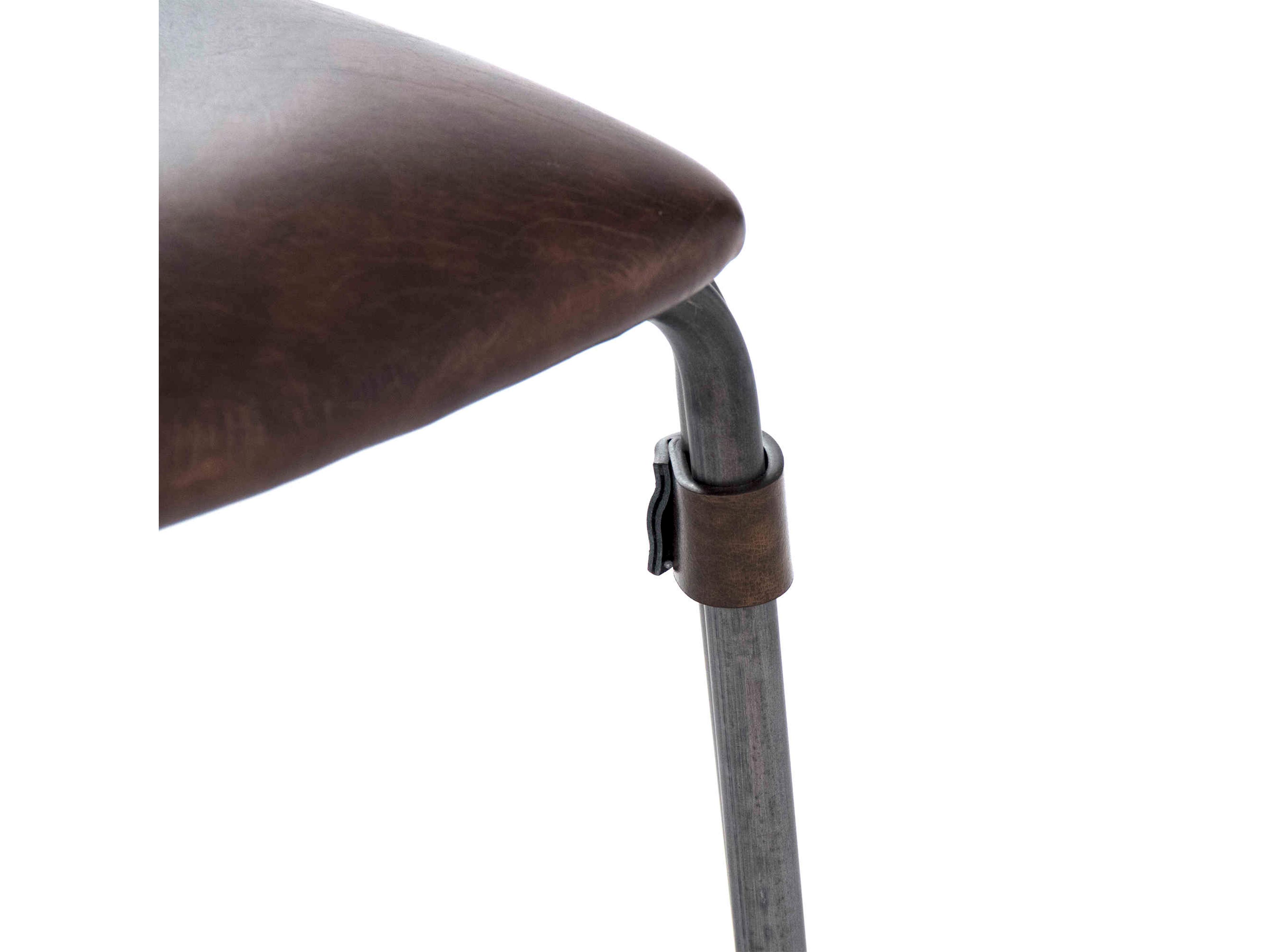 Zentique Brown Leather Side Dining Chair