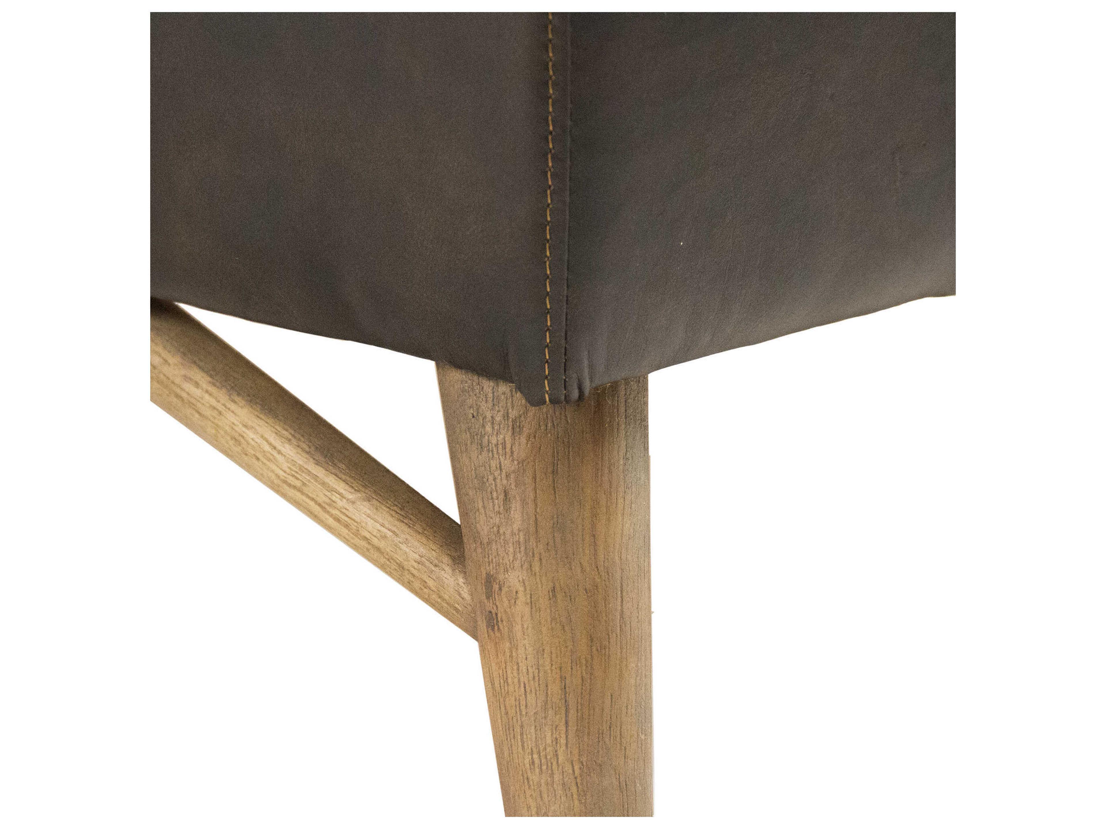 Zentique Juste Weathered Rubberwood Brown Leather Sofa