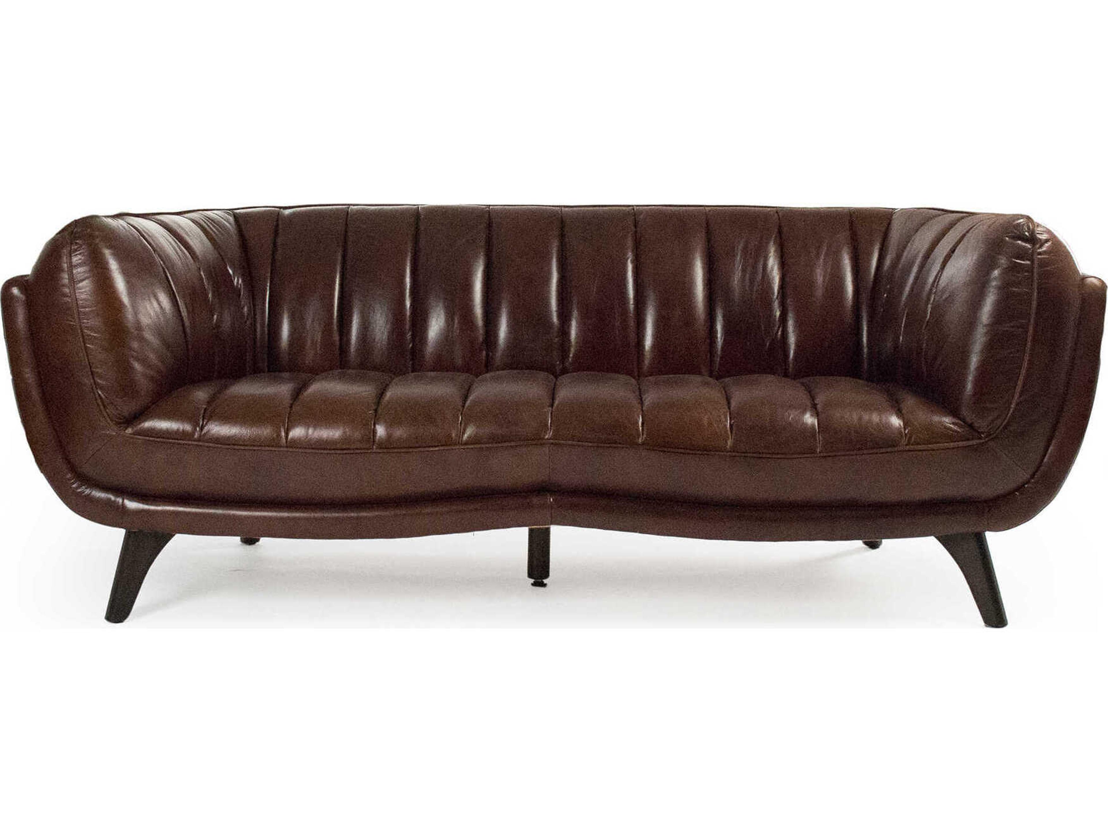 Zentique Brice Brown Leather Sofa