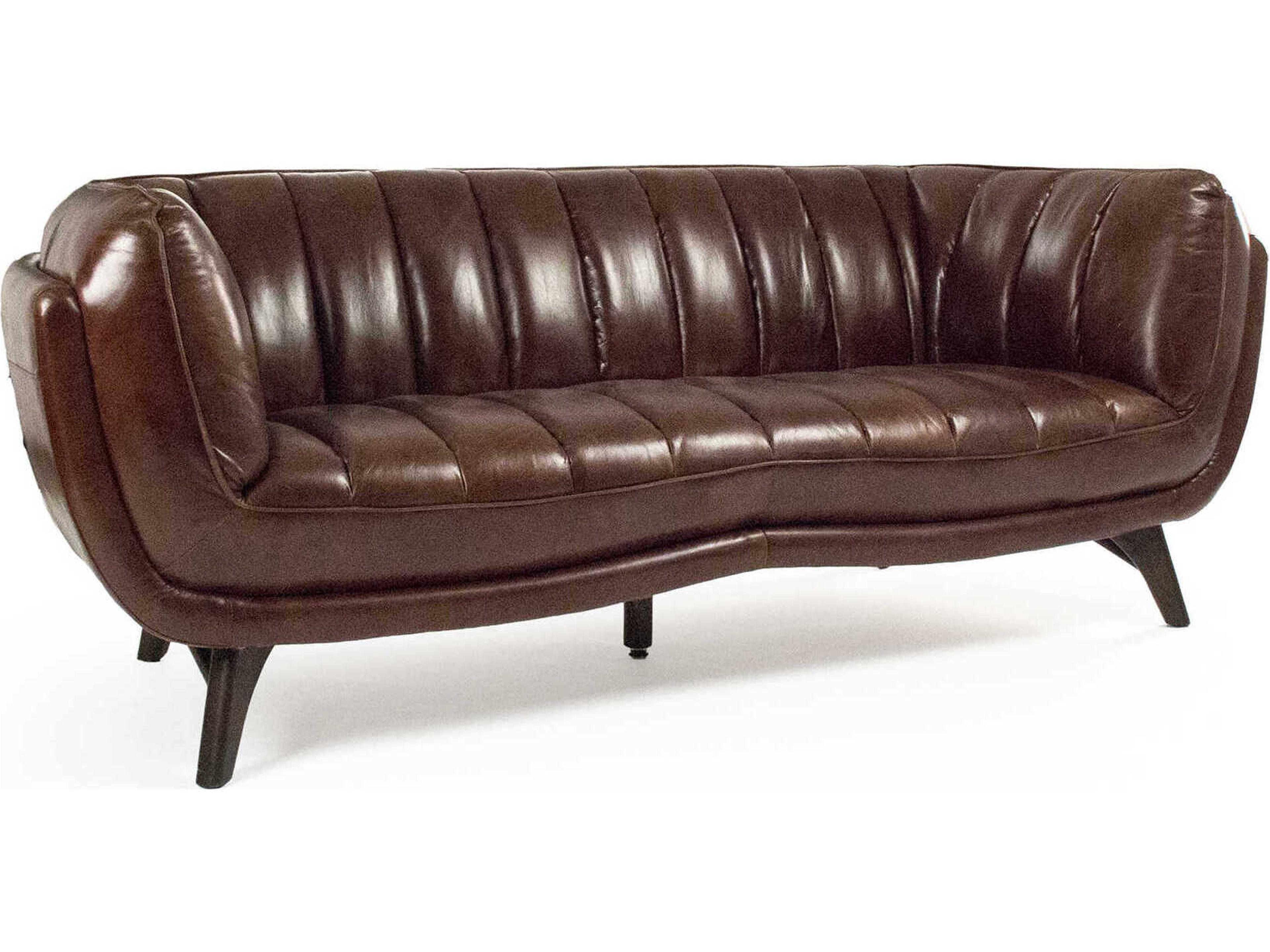 Zentique Brice Brown Leather Sofa